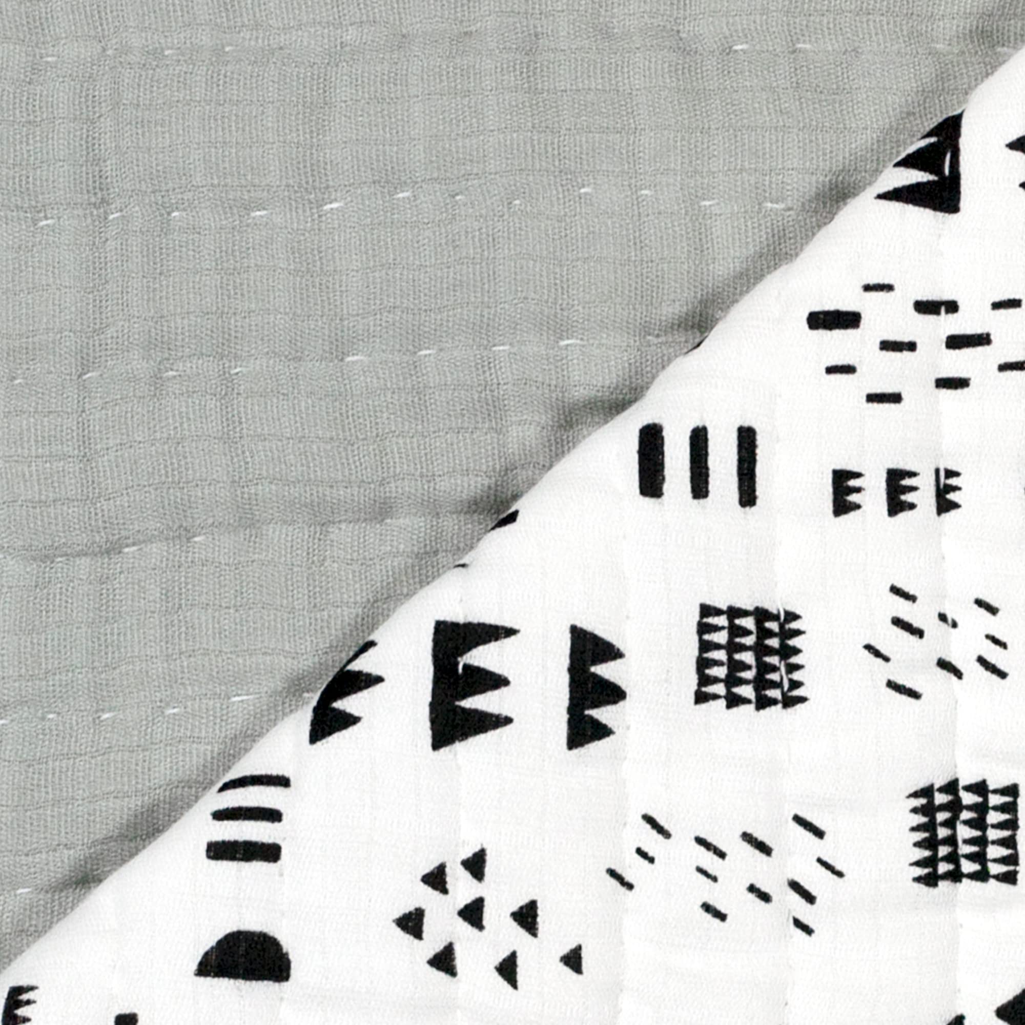 HonestBaby Quilted Baby Blankets - Reversible Organic Cotton Blanket for Boys & Girls | Soft Unisex Nursery Blanket | Pattern Play/Gray Design | Perfect for Crib, Stroller & Swaddling