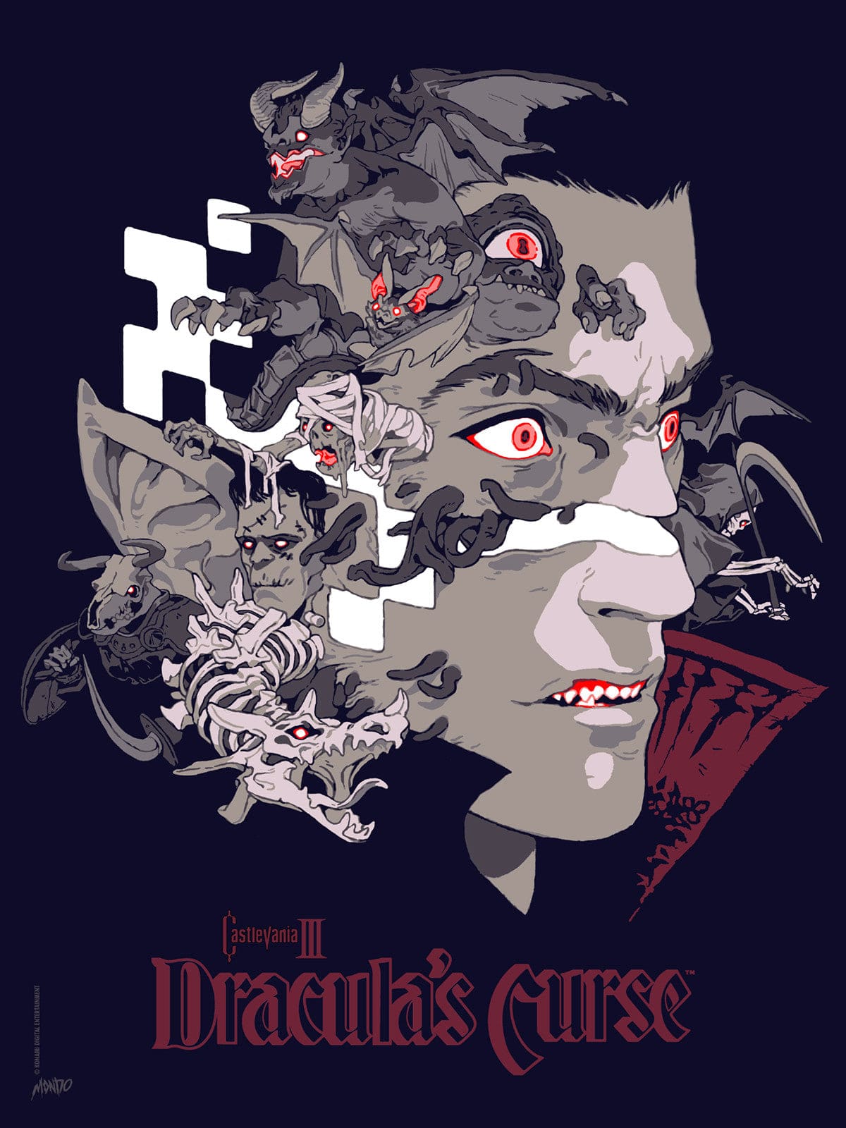 Castlevania III: Dracula's Curse Official Game Poster - Classic NES Wall Art for Gamers & Retro Gaming Room Decor