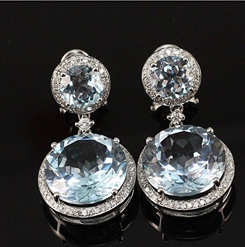 14K White & Yellow Gold Diamond Stud Earrings for Women - Real Tanzanite & Amethyst Gemstone Jewelry | Perfect for Engagement, Wedding & Anniversary Gifts | Elegant Everyday Wear & Special Occasions