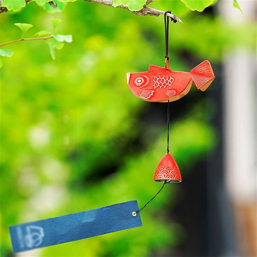 Premium Cast Iron Wind Chimes with Red Carp Design - Outdoor Decor, Housewarming Gift & Garden Ornament | Perfect for Patio, Porch, and Backyard Relaxation