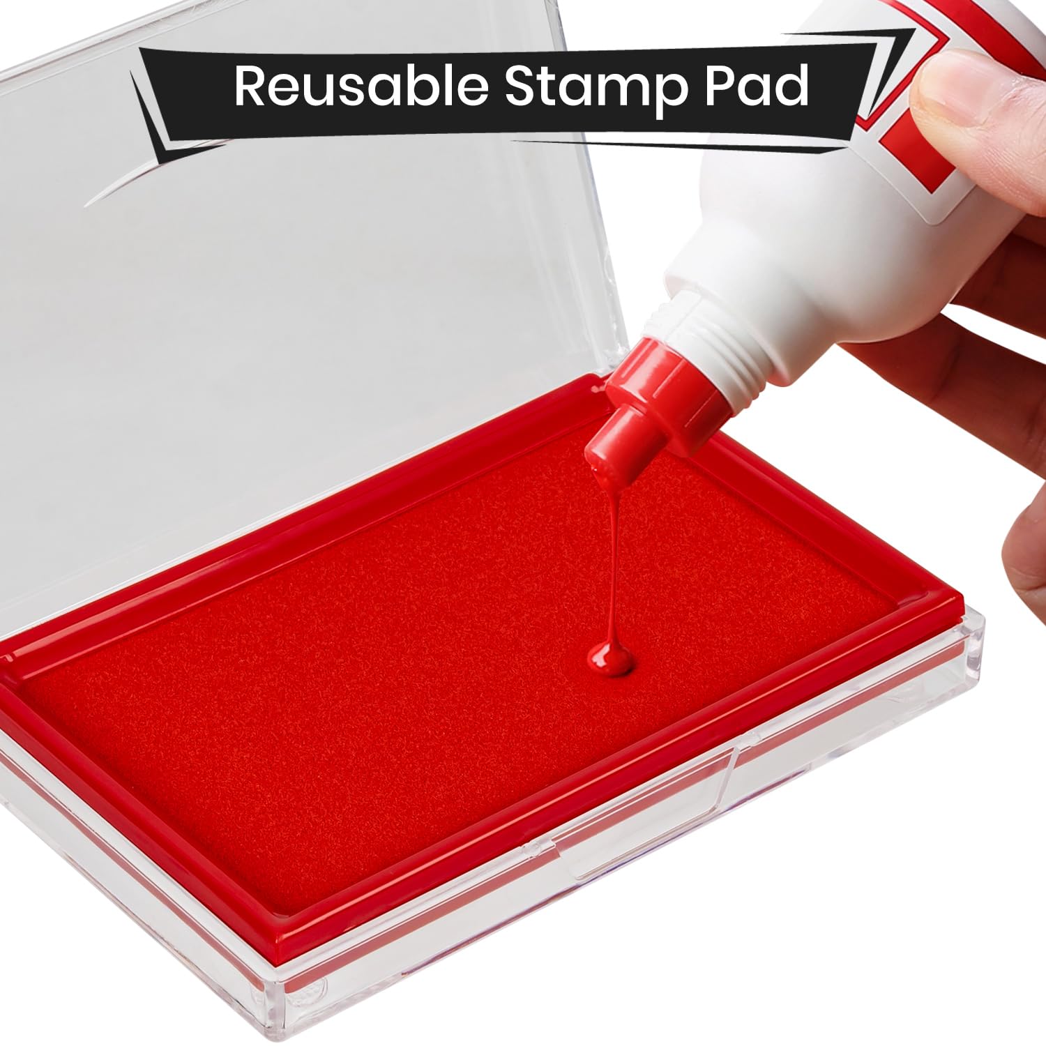 5.3x3.3 Inch Red Stamp Pad Ink Pad for Crafting, Scrapbooking & Document Signing - Self Inking Stamp Pad for Office, School & DIY Projects