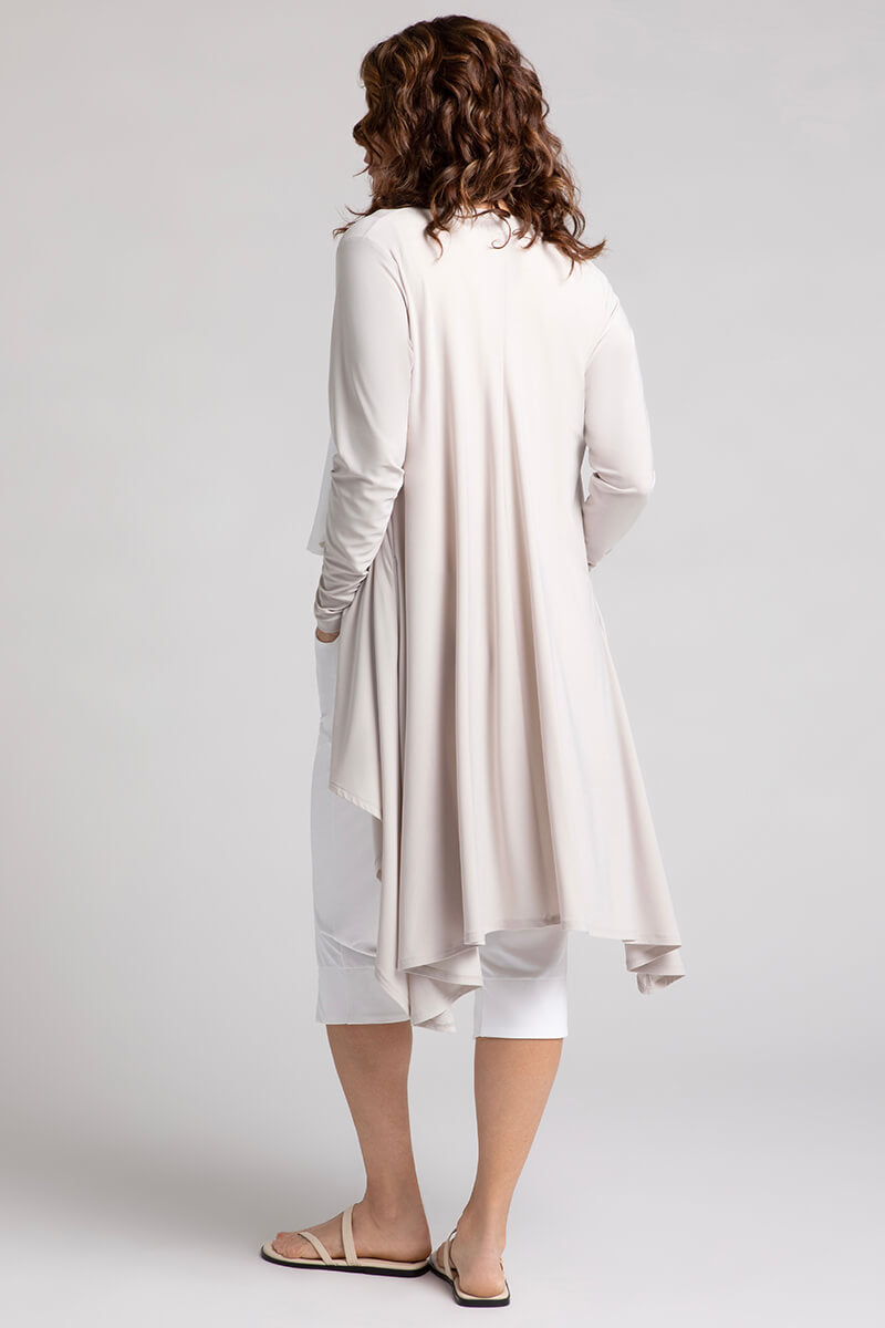 Flutter Duster Cardigan for Women | Soft Cashew Color Long Open Front Knit Sweater | Perfect for Spring Layering, Office Wear & Casual Outfits