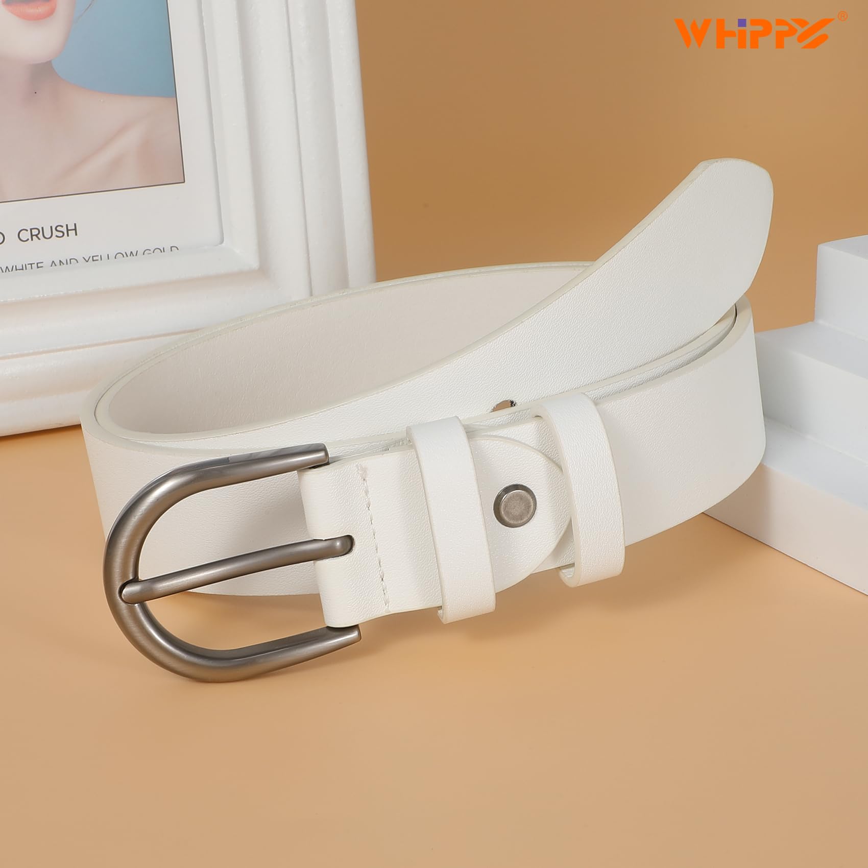 WHIPPY Genuine Leather Belt for Women - Stylish Western Belt for Jeans, Pants & Dresses - Perfect for Casual Outfits & Country Fashion
