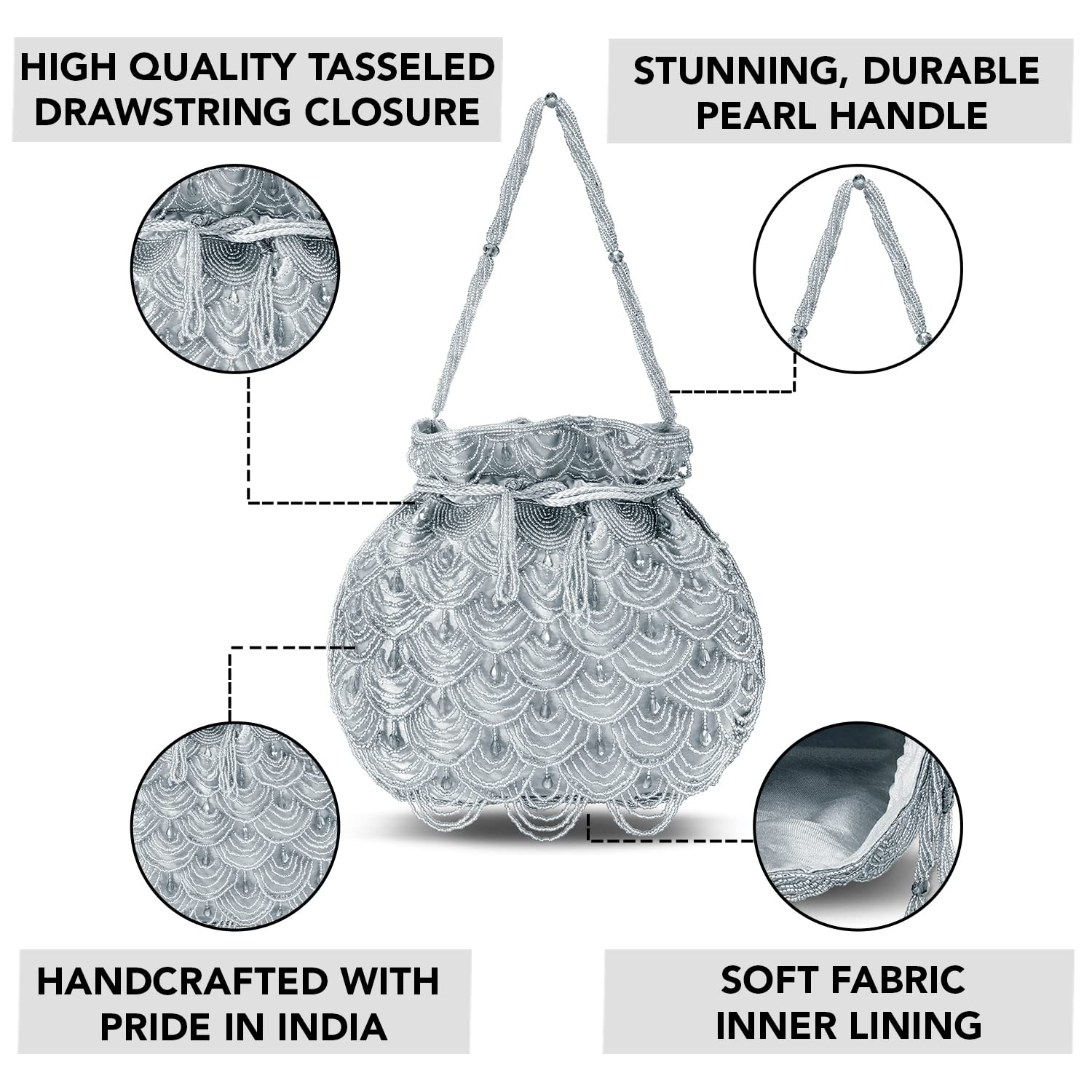Elegant Aheli Potli Bags for Women - Ethnic Drawstring Clutch Purse | Perfect for Evening Parties, Weddings & Special Occasions
