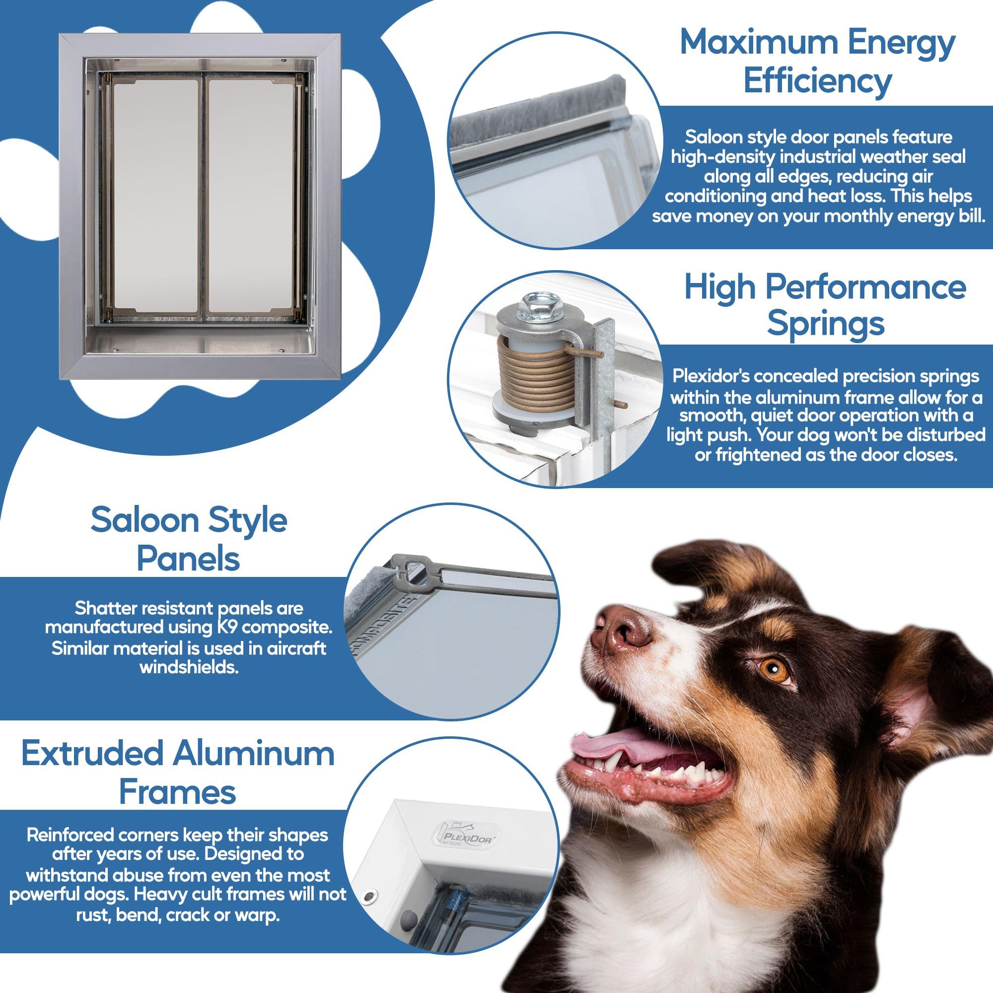 Plexidor Performance Wall Mount Pet Door - Energy Efficient Lockable Dog Door for Small to Large Pets | Indoor & Outdoor Use for Homes & Patios
