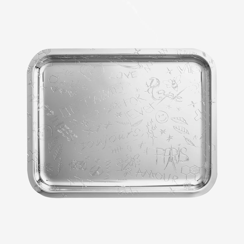 Christofle Silver Plated Graffiti Tray - Elegant Serving Tray for Cocktail Parties, Home Decor & Luxury Gift Giving