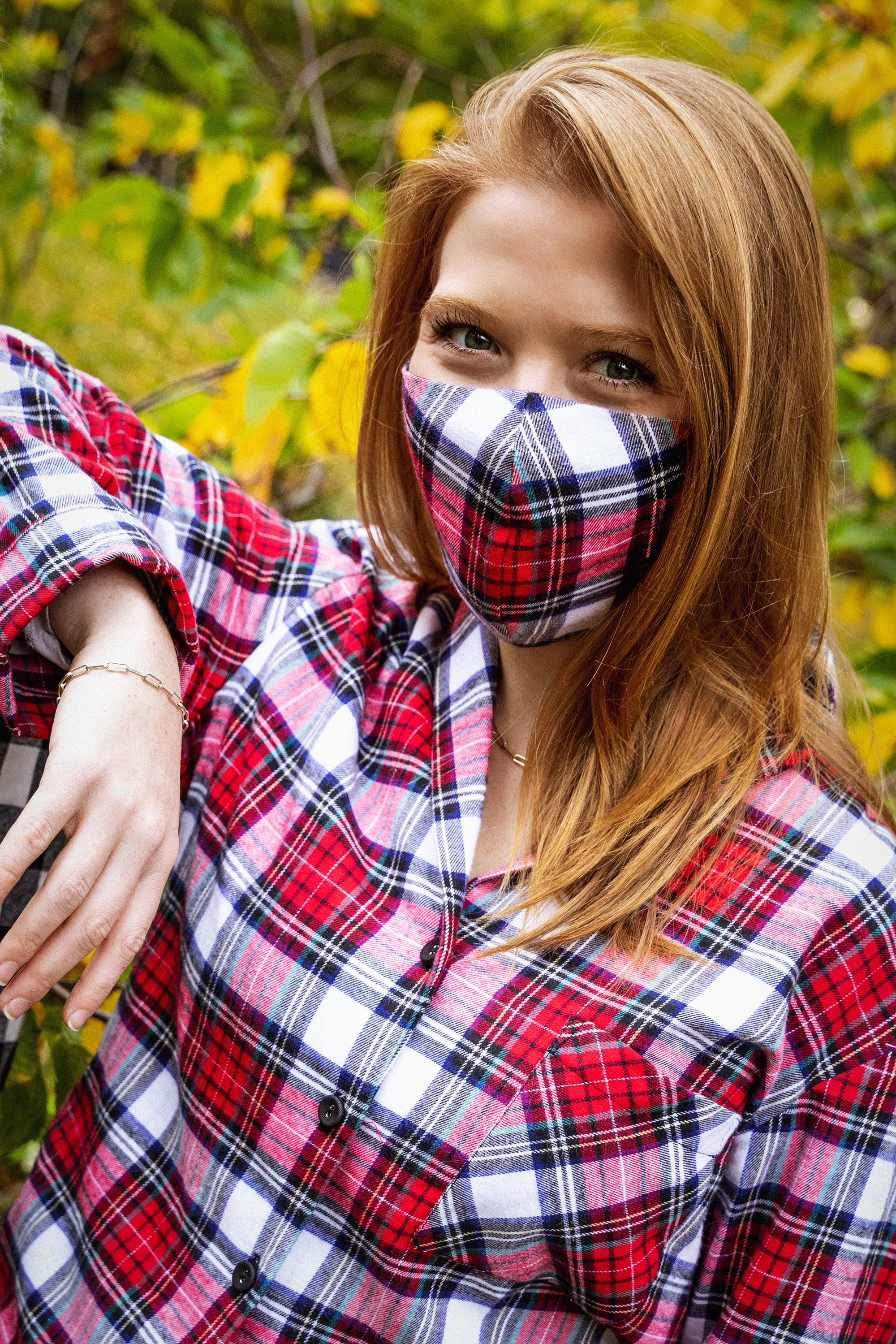 Red Tartan Flannel Face Mask - Soft & Breathable for Outdoor Activities, Travel & Daily Wear