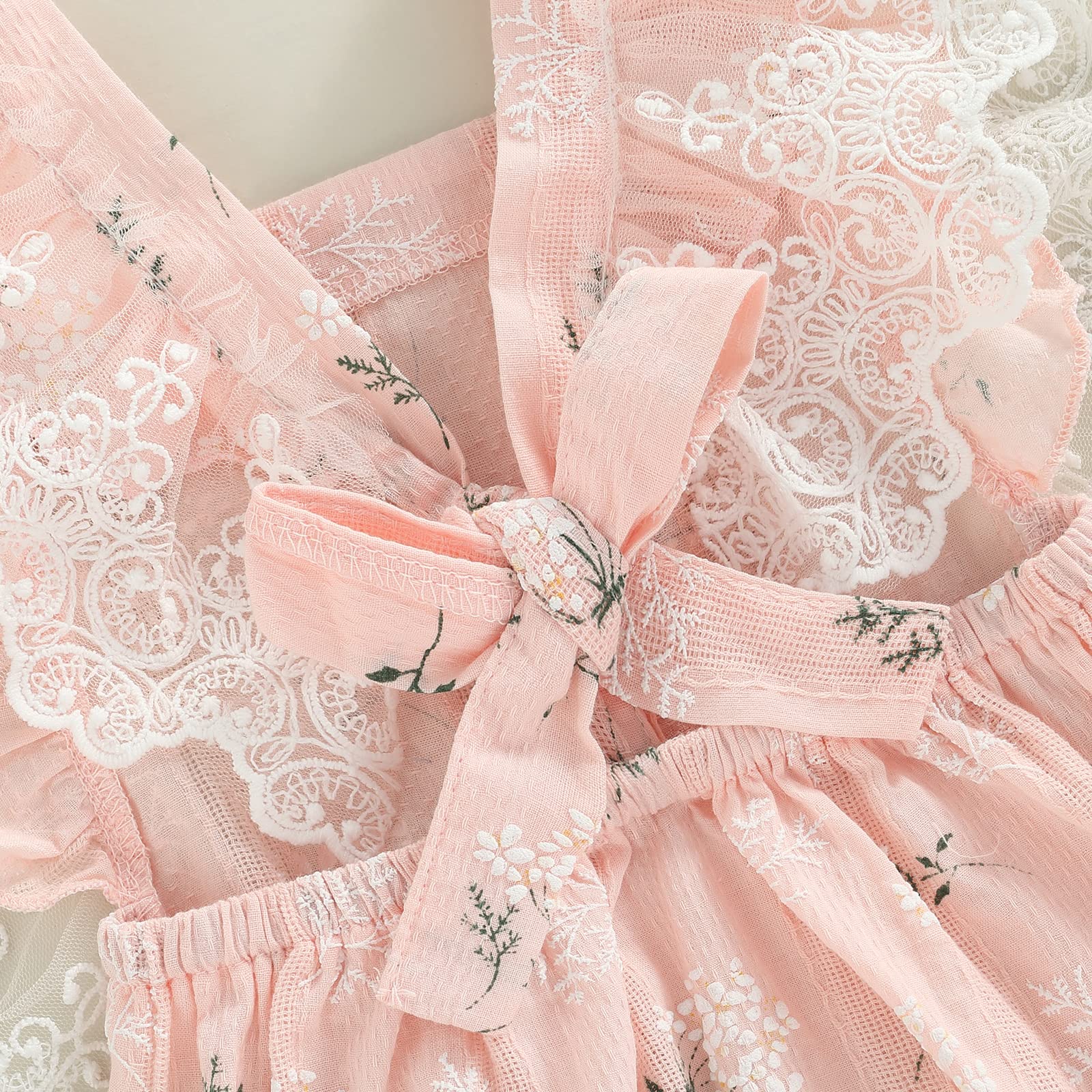 Adorable Newborn Baby Girl Romper Outfit - Lace Flutter Sleeve Floral Bodysuit One-Piece Summer Clothes | Perfect for Photoshoots, Parties & Everyday Wear