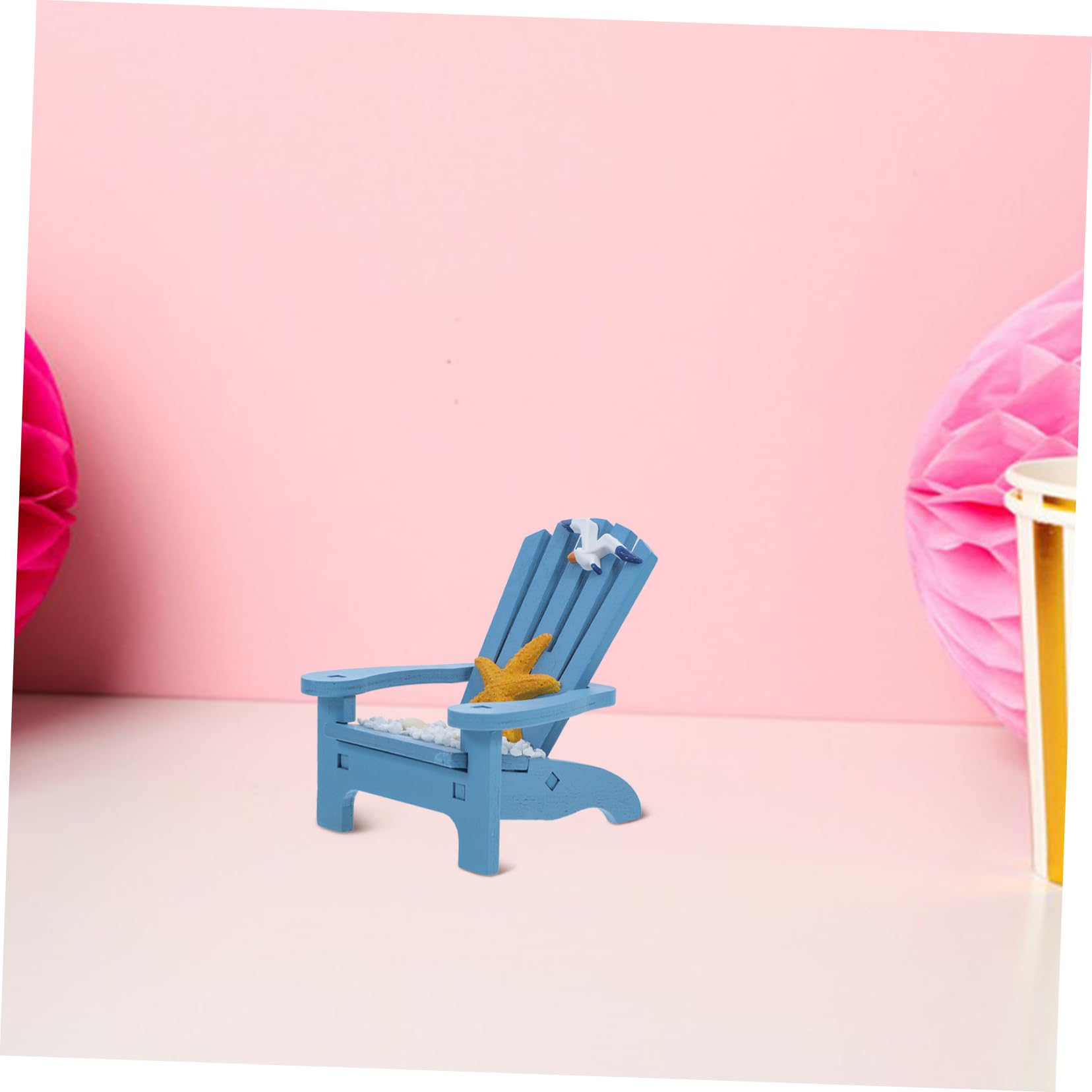 Miniature Wooden Beach Chairs - Nautical Cake Toppers & Fairy Garden Decor - Adirondack Style Deck Chairs for DIY Crafts, Wedding Centerpieces & Coastal Home Decor