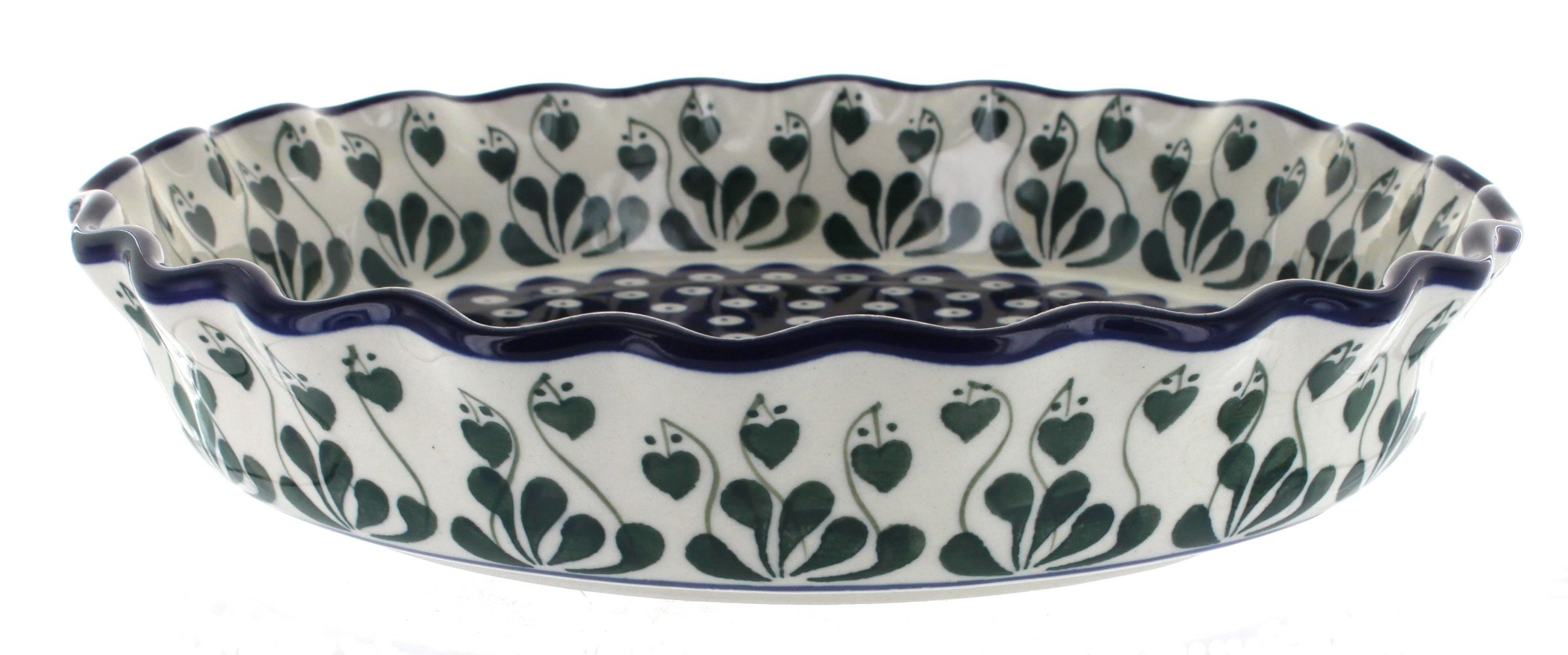Blue Rose Polish Pottery Alyce Pie Plate - Handmade Ceramic Baking Dish for Pies, Tarts & Desserts | Perfect for Holidays, Dinner Parties & Gift Giving