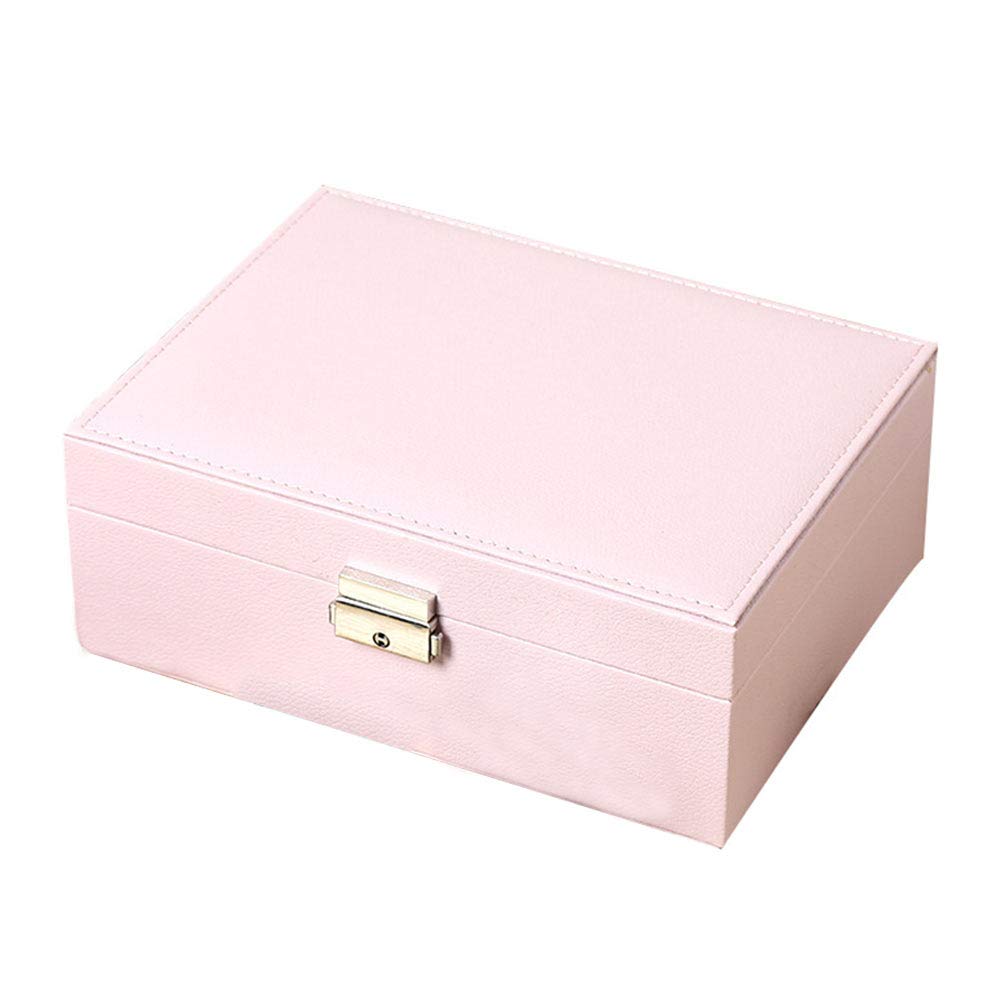 DOITOOL Double-Layer Jewelry Organizer Box - Pink Jewelry Storage & Display Case for Earrings, Rings, Necklaces - Perfect for Travel, Home Vanity & Gift Giving