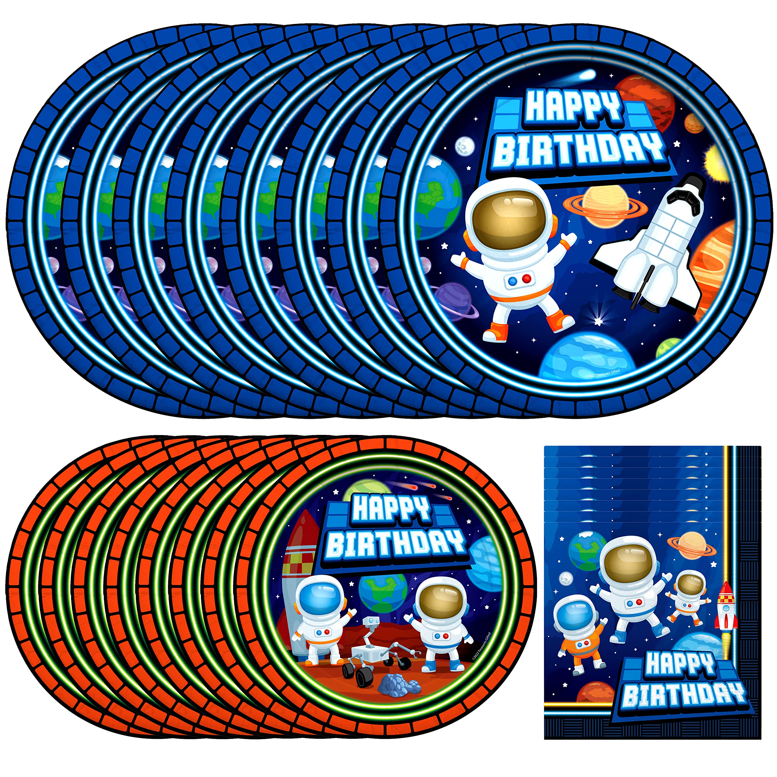 Outer Space Party Decorations - 24-Piece Dinnerware Set for Astronaut Themed Birthday Party | Plates, Napkins & Party Supplies | Perfect for Kids Birthday, Space-Themed Events & Galaxy Decor