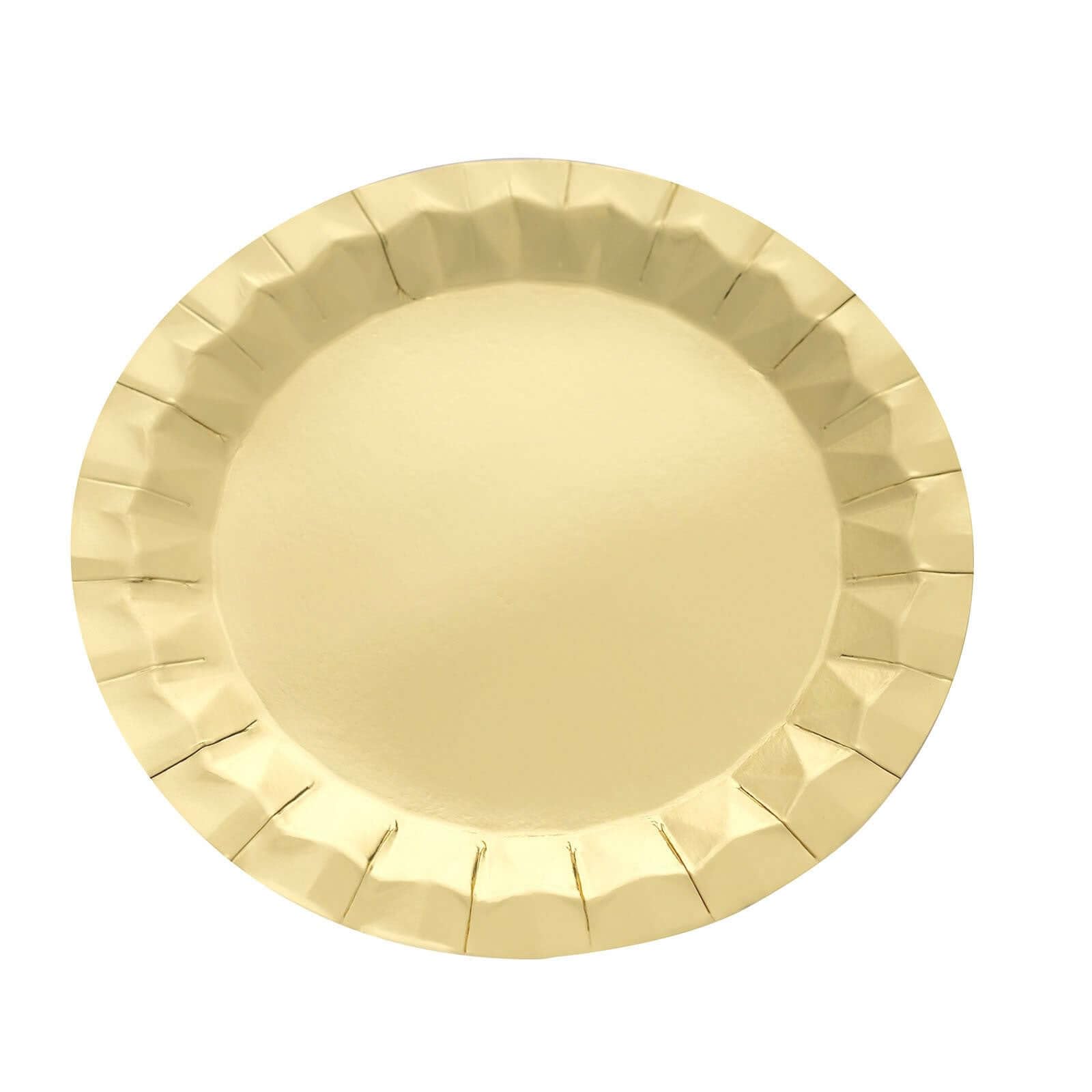 Efavormart 25 Pack 9 Inch Geometric Metallic Gold Foil Disposable Dinner Plates - Heavy Duty 400 GSM for Birthday Parties, Weddings & Holiday Celebrations