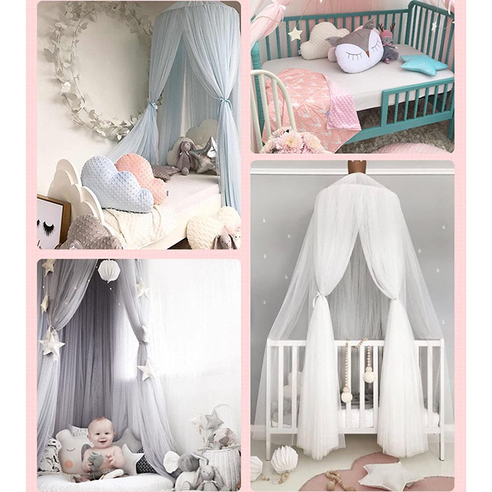 Elegant Bed Canopy for Single to King Size Beds - Grey Princess Veil Mosquito Net Hanging Curtain with Dome Design | Perfect for Bedroom Decor, Kids Room, Wedding Decor & Romantic Atmosphere