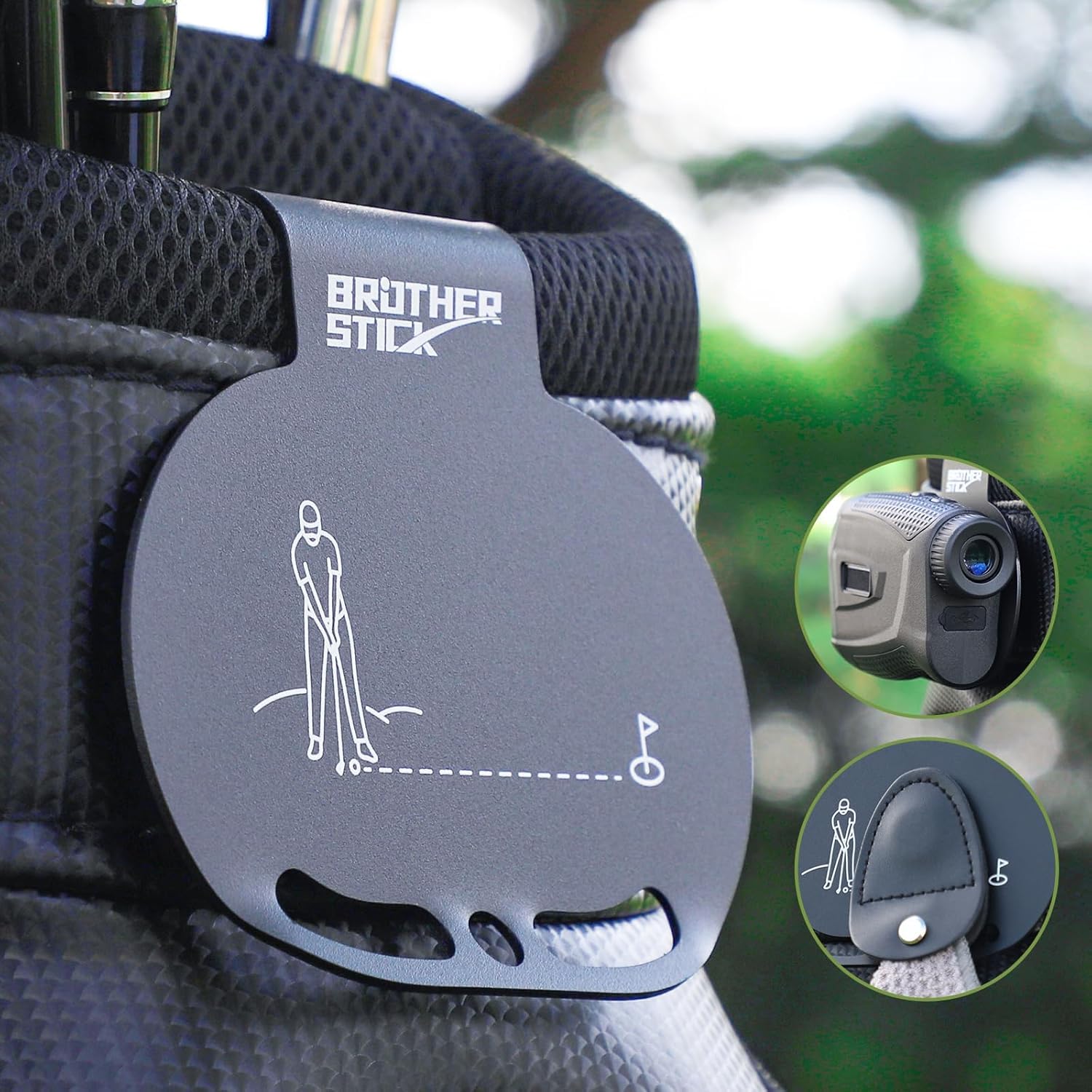 Metal Golf Bag Landing Pads & Accessories - Quick-Release Clips, Magnetic Towel & Rangefinder Straps for Men | Perfect Golf Gifts & Tournament Essentials