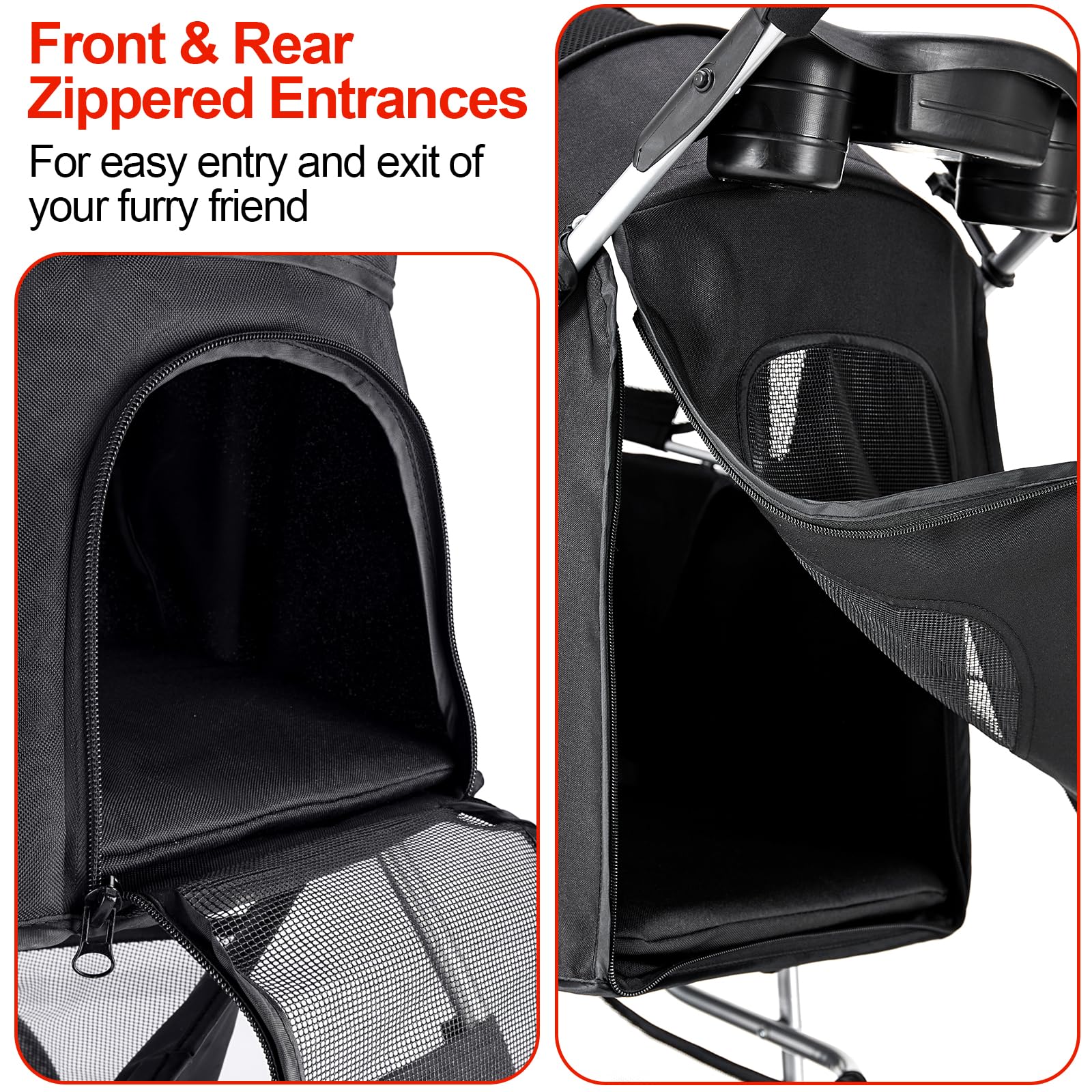Premium Folding Pet Stroller for Small & Medium Dogs & Cats - 4-Wheel Jogger with Cup Holder & Storage Basket (Black) | Perfect for Outdoor Walks, Shopping Trips & Vet Visits