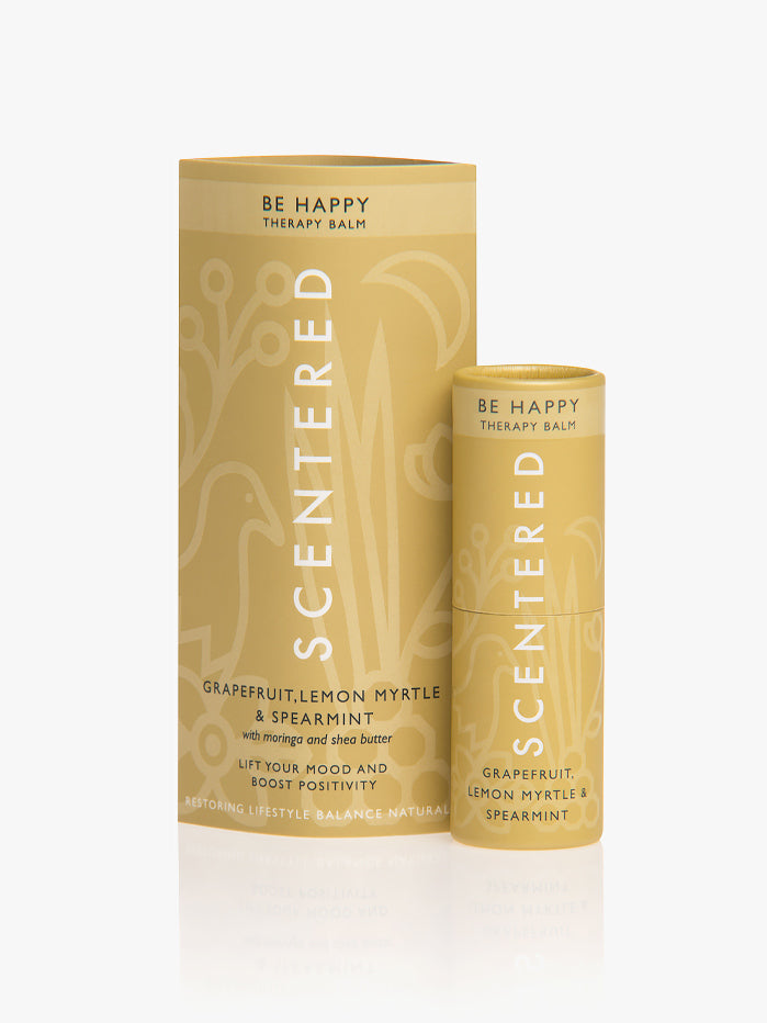 Scentered Be Happy Therapy Balm - Aromatherapy Stress Relief & Mood Booster for Self-Care, Meditation, and Relaxation at Home or Office
