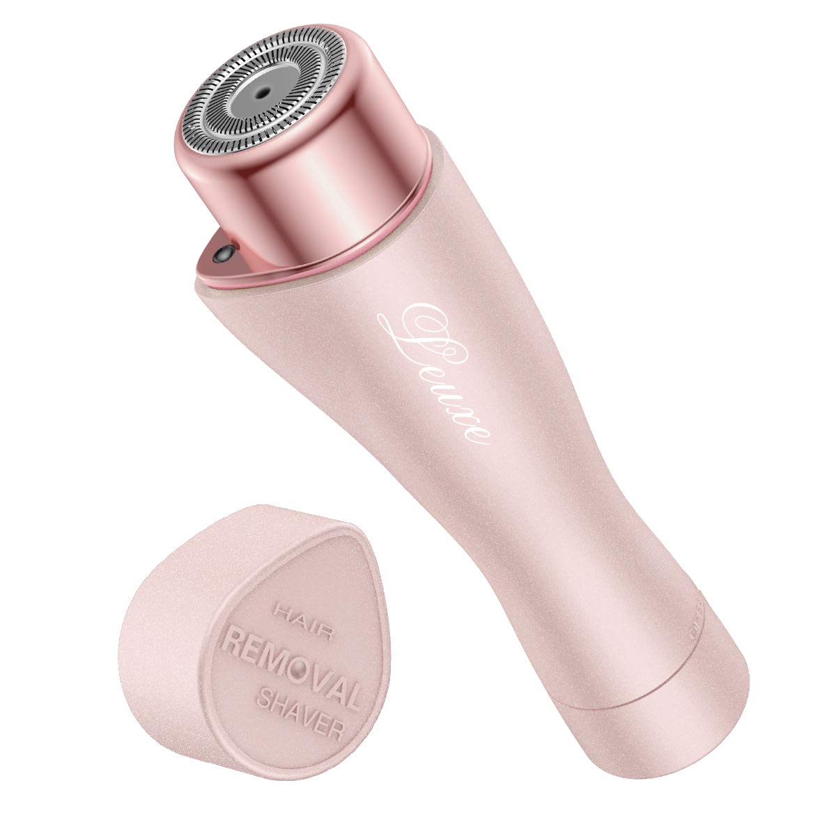 Leuxe Painless Facial Hair Remover for Women - Waterproof Hair Removal Shaver with LED Light for Peach Fuzz, Fine Hair on Chin, Cheek & Upper Lip (Rose) | At-Home Beauty & Travel Essential