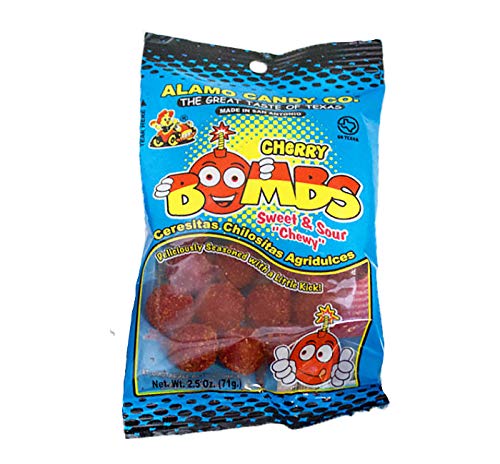 Alamo Candy Cherry Bombs with Chili - 12 Count (2.5 Oz Bags) - Sweet & Spicy Mexican Candy for Parties, Gifts & Snacking