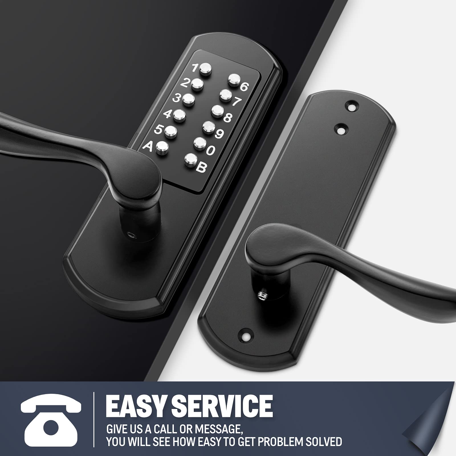 Elemake Keyless Entry Door Lock with Keypad & Handle - Left-Handed Mechanical Door Lever Lock (Not Deadbolt) - Perfect for Home, Office & Apartment Security