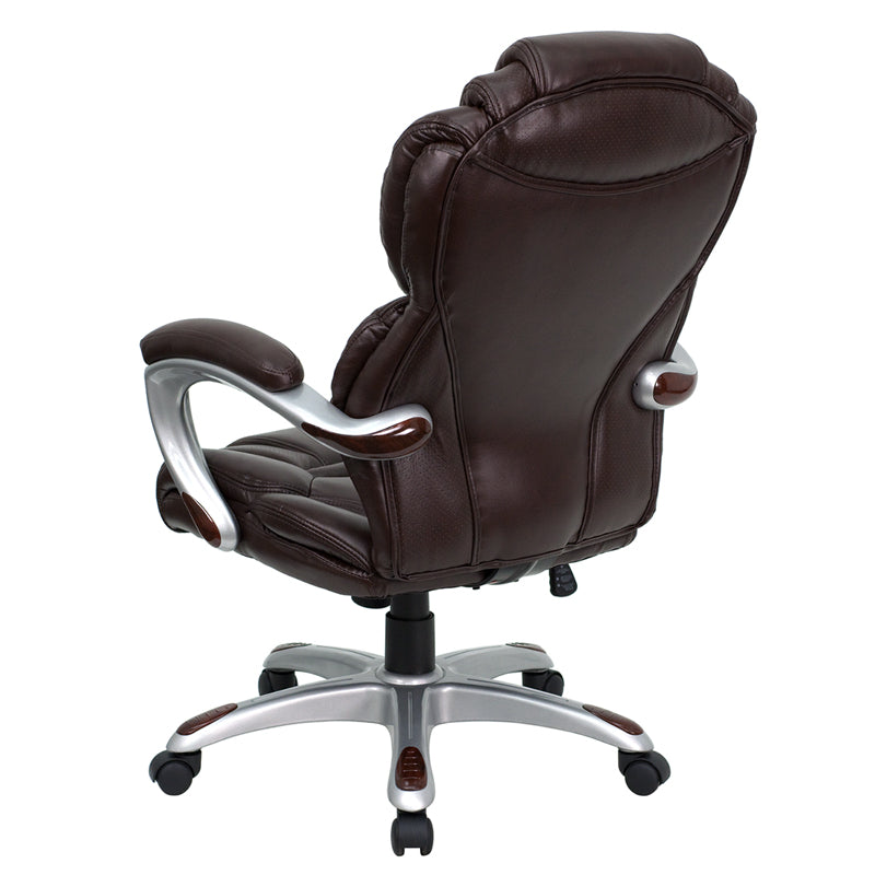 Premium FLASH Stella High Back Black LeatherSoft Executive Swivel Chair - Ergonomic Office Chair with Adjustable Arms for Home & Business Workspaces - Perfect for Long Hours of Comfortable Sitting in Office, Study or Conference Rooms