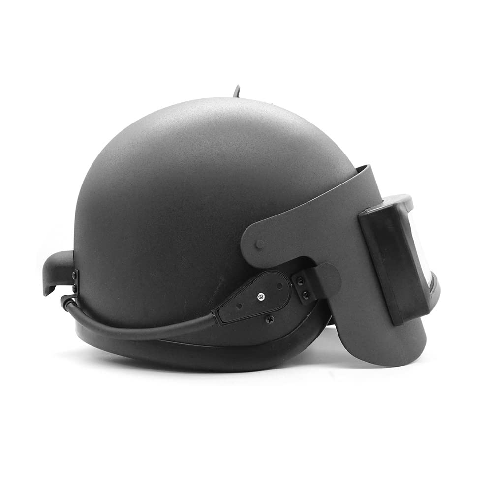 Russian Altyn Helmet Replica - FSB MVD Spetsnaz Tactical Steel Visor Helmet with Dummy Radio - Black Edition | Military Cosplay, Airsoft Gear & Special Forces Costume Accessory