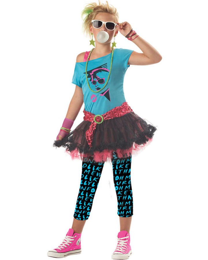 80s Diva Girls Costume - Retro 80s Women's Party Outfit with Glam Accessories for Halloween, Cosplay & Theme Parties - Perfect for 80s Night, Dress Up & Costume Events