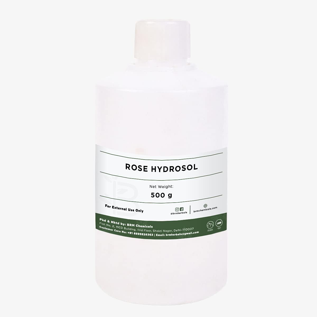 BRM Herbals Rose Hydrosol - 500ml Pure Rose Floral Water for Face, Hair & Skin Care | Natural Toner Mist for DIY Cosmetics, Soap Making, Lotions & Creams | Hydrating Facial Spray for Daily Skincare Routine & Aromatherapy