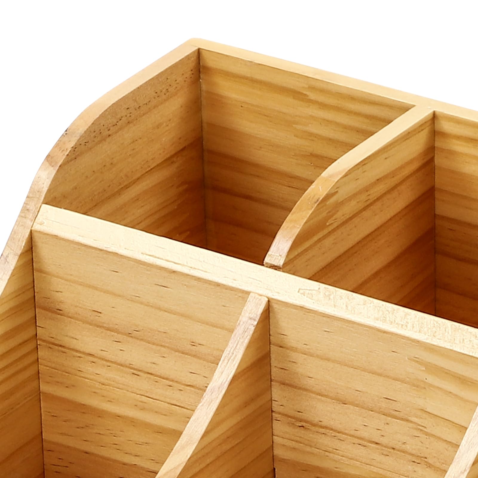 9-Compartment Wooden Condiment Organizer - Tabletop Spice & Coffee Tea Holder for Kitchen, Office, Dining - 16.25x12.5x6.25in Pine Wood Storage Tray (Natural Wood Color) - Perfect for Countertop Organization, Entertaining Guests, and Coffee Station Setup