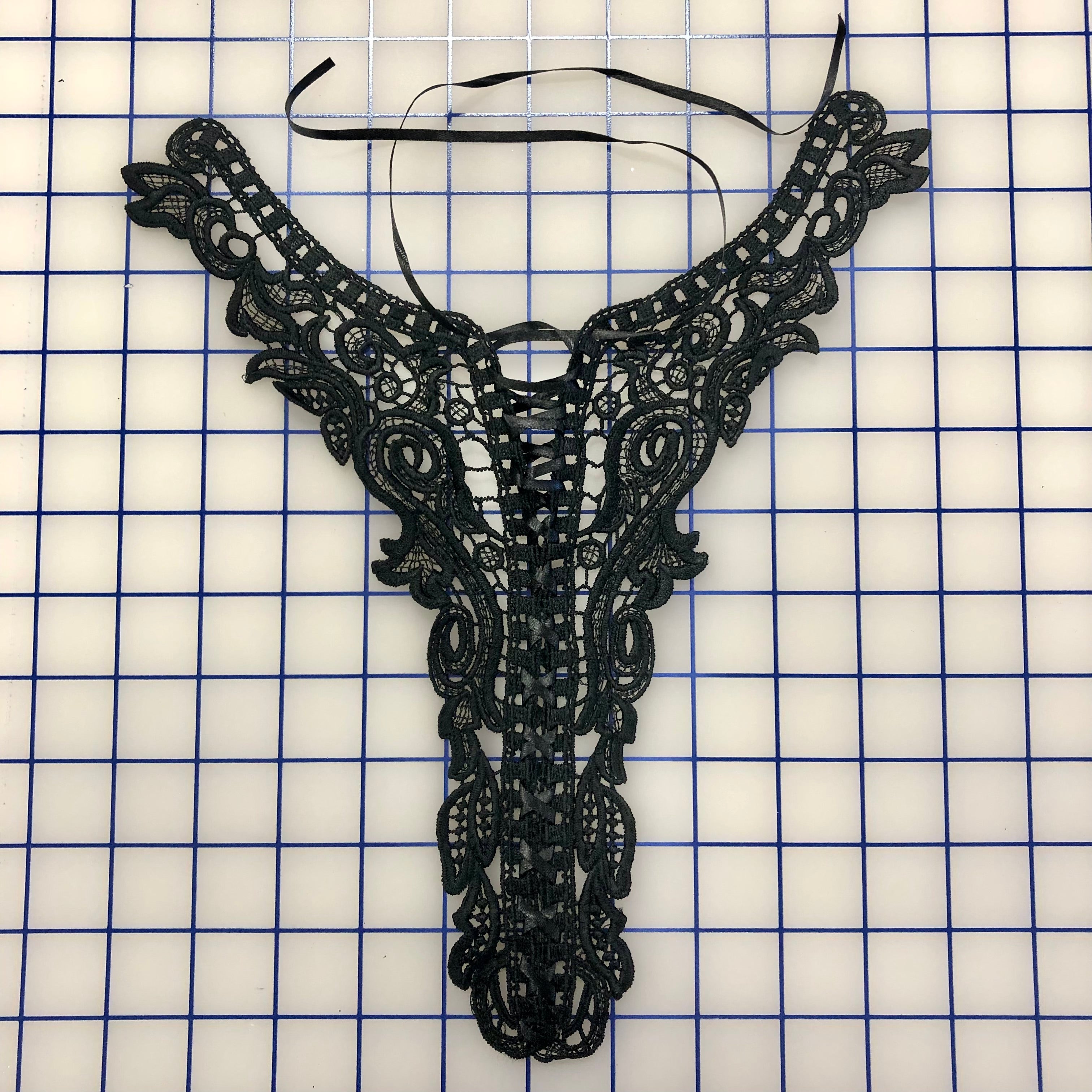 Elegant Black Venise Lace Corset Top with Applique Details - Perfect for Evening Dresses, Weddings & Special Occasions