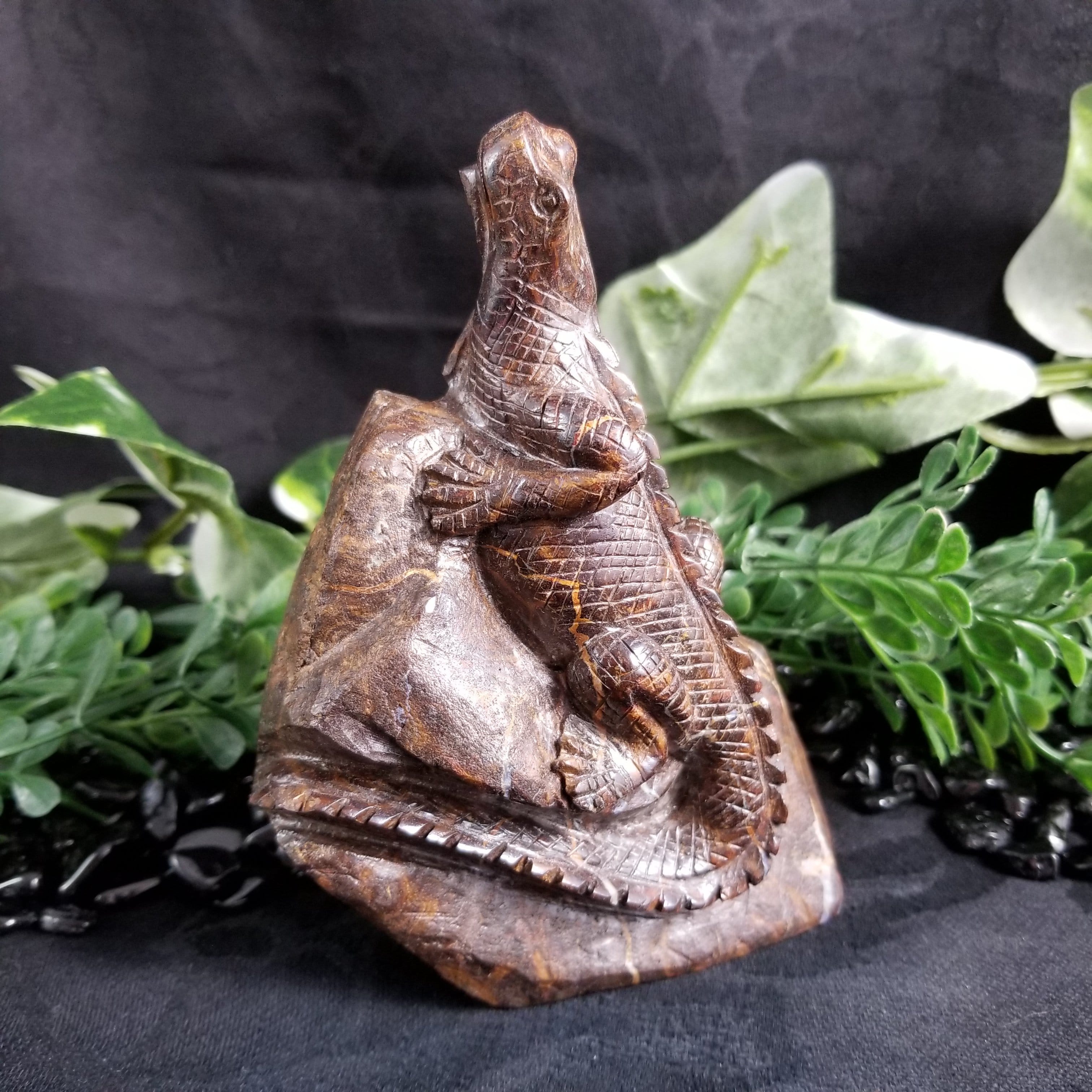 Natural Boulder Opal Lizard Sculpture (355g) - Handcrafted Gemstone Art for Home Decor, Crystal Collection & Spiritual Healing