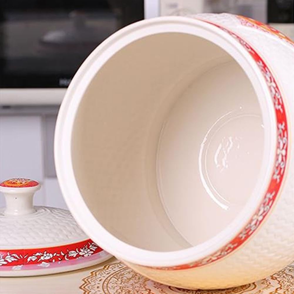 Premium Ceramic Rice Dispenser - 5KG Large Capacity Airtight Grain Storage Container for Rice, Flour & Dry Food - Perfect for Kitchen, Pantry & Bulk Food Organization