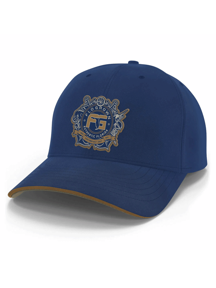 FloGrown FGH 249 High Sea Hunters Hat - Blue Fishing Cap for Men & Women - UV Protection Wide Brim Sun Hat for Boating, Fishing, and Outdoor Adventures