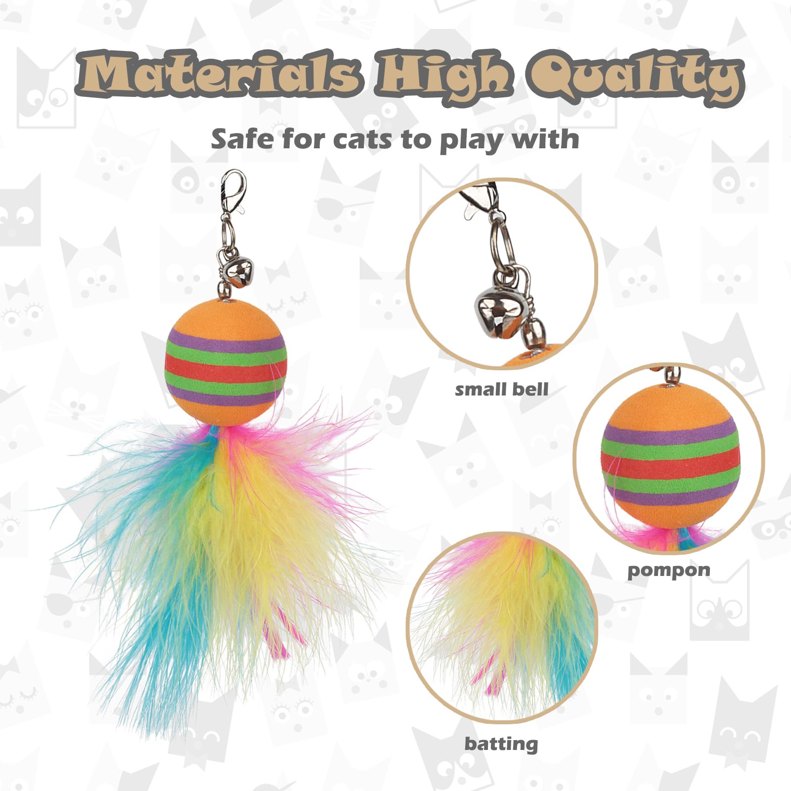 Interactive Cat Feather Toys with Suction Cup - 7 Pcs Automatic Cat Toy Set with Natural Bird Feathers for Indoor Cats - Perfect for Exercise, Chase Play & Boredom Relief - Great Gift for Cat Lovers (Madgern) - Ideal for Playtime, Training & Stimulating Natural Hunting Instincts