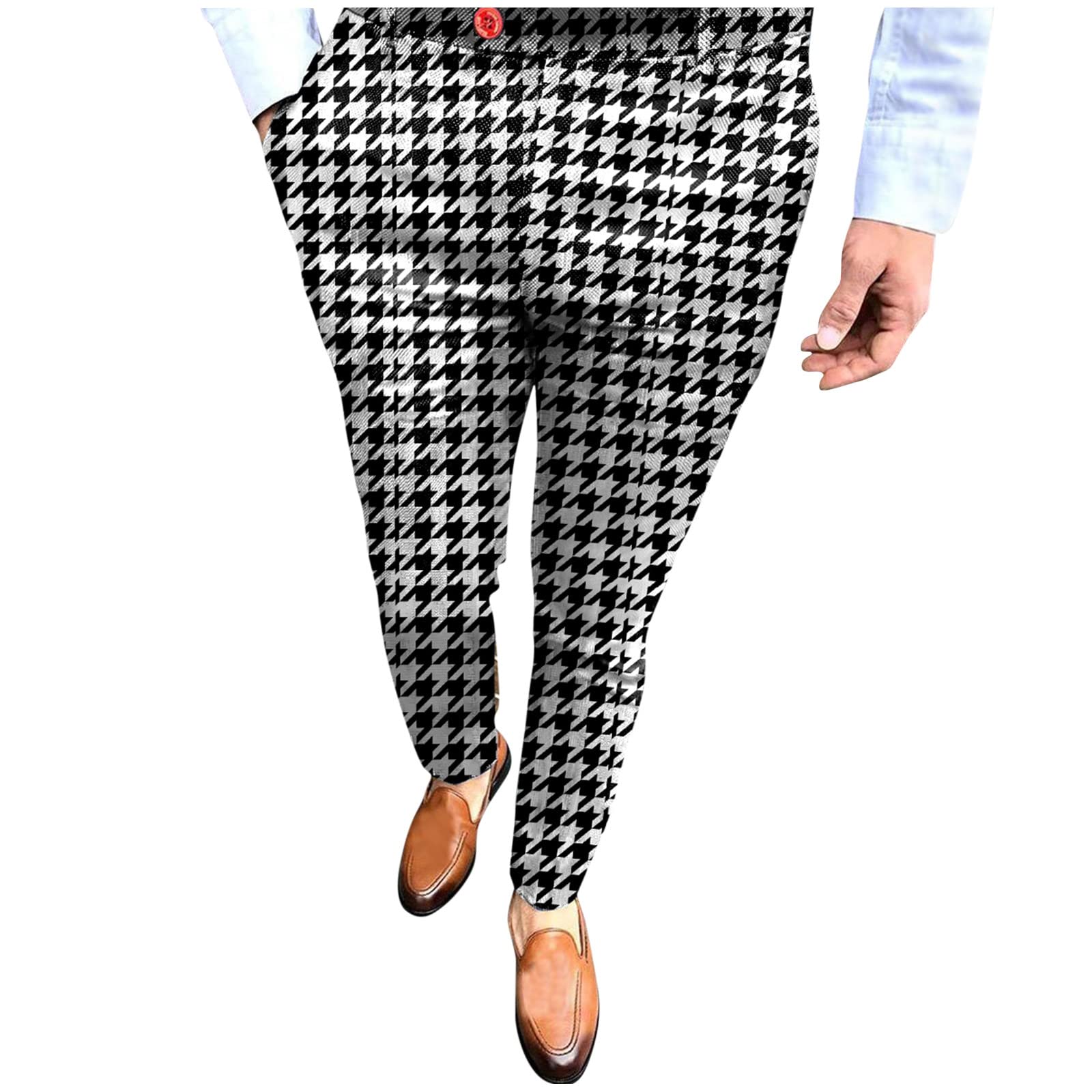 Men's Fashion Striped Pants with Waist Print & Zipper - Elastic Casual Skinny Trousers for Work, Office & Night Out | Trendy Pencil Pants for Men