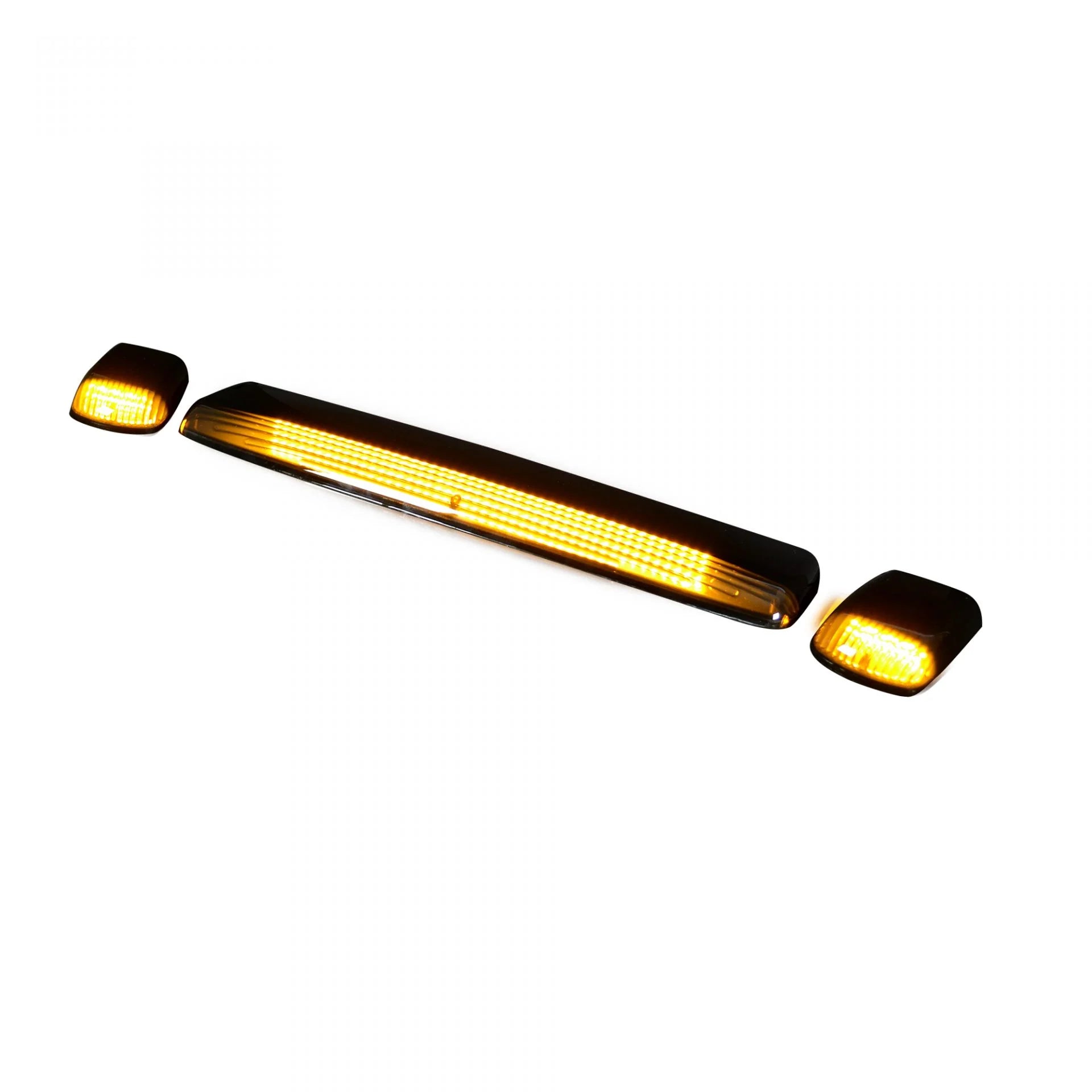 GMC & Chevy 2015-2019 Smoked Cab Roof Light Bar Kit - White & Amber Strobe LED Lights with Smoked Lens | Easy Fresh Install for Off-Road, Emergency & Work Truck Lighting