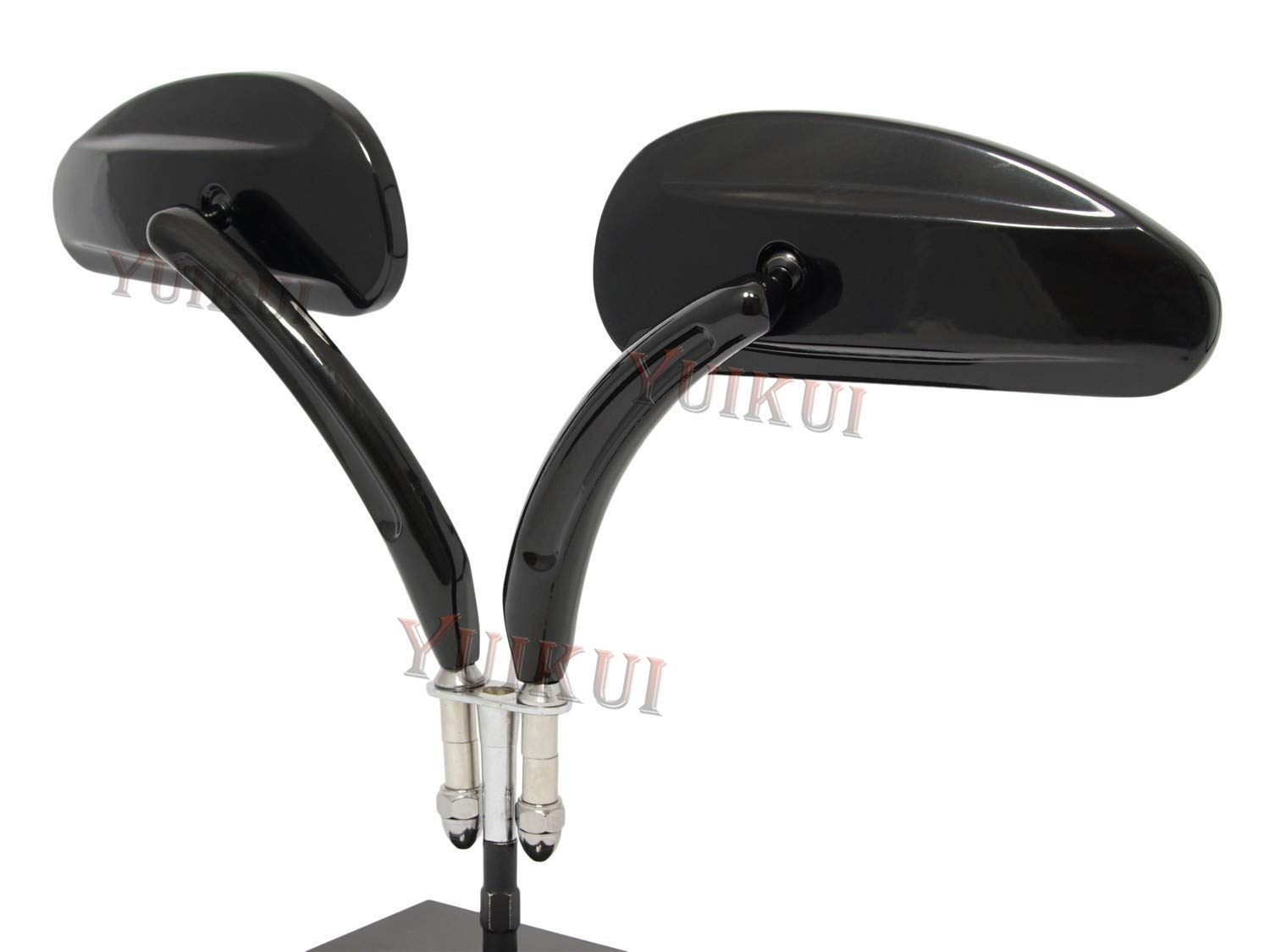 Harley Davidson Touring Mirrors - Chrome & Black M8 Aluminum Rear View Mirrors for Wide Glide, Super Glide, Sport Glide, Low Rider (1982 & Later Models) | Enhanced Visibility & Safety for Highway Cruising