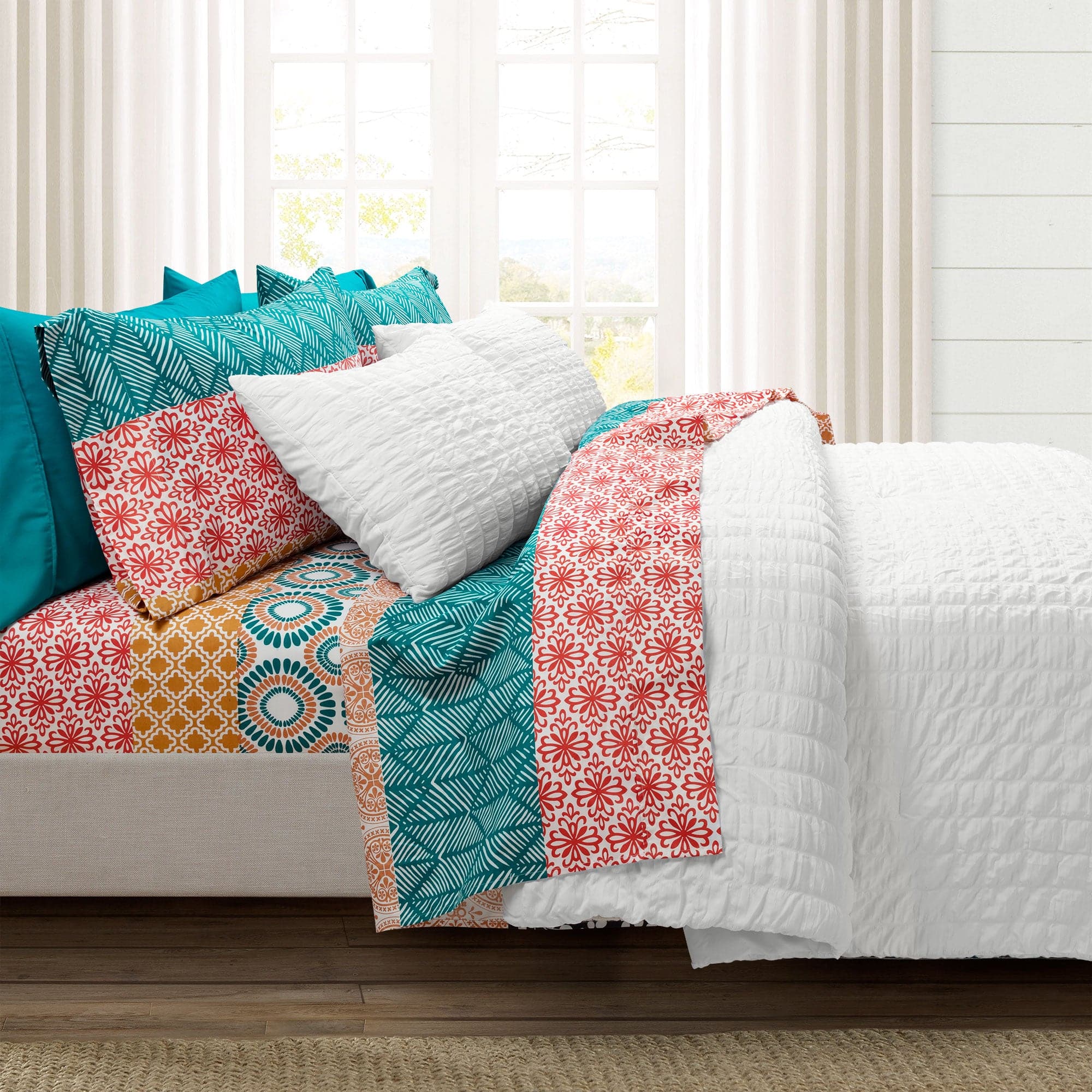 Bohemian Stripe 6-Piece Soft Cotton Sheet Set - Queen Size, Breathable & Comfortable Bedding for Master Bedroom, Guest Room & Dorm