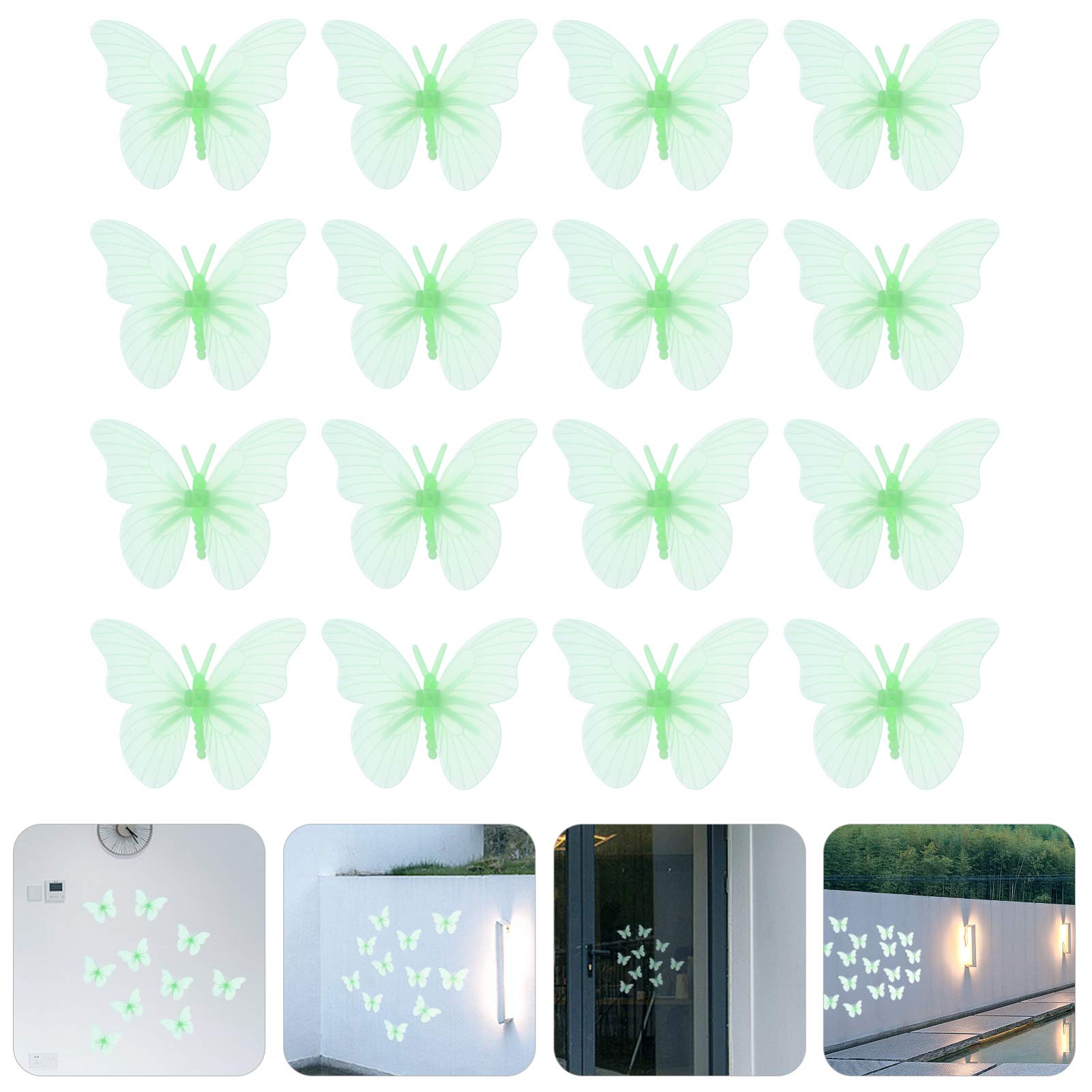 EXCEART 20pcs Glow in The Dark Stickers - 3D Wall Decals for Kids Room, Light Green Luminous Wallpaper, Night Light Wall Decor, Window Stickers - Perfect for Nursery, Bedroom & Playroom Decorations