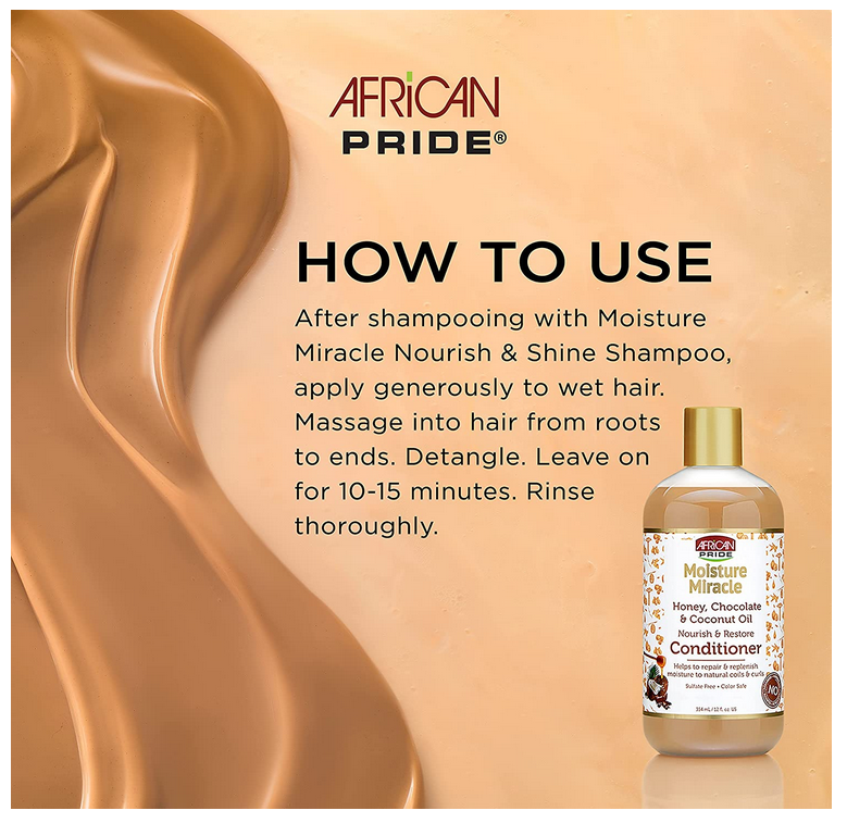 AFRICAN PRIDE Moisture Miracle Leave-In Conditioner 12 oz - Deep Hydration for Natural & Curly Hair - Perfect for Daily Use & Dry Scalp Care