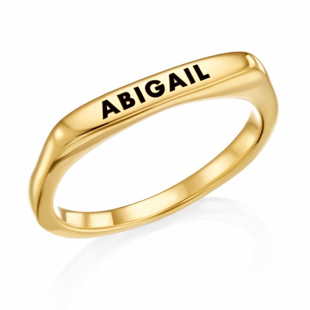 Personalized Name Rings for Women - 10K 14K 18K Gold Plain Wedding Bands, Anniversary & Promise Rings | Perfect for Engagements, Weddings, Gifts & Special Occasions