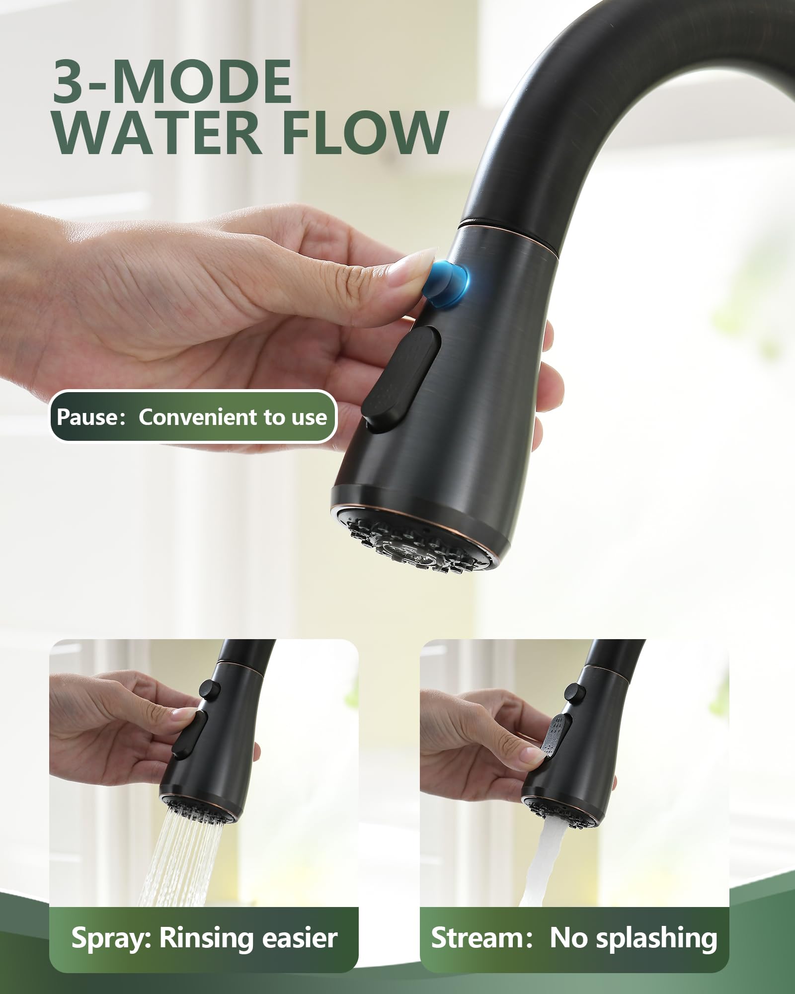 Oil Rubbed Bronze Kitchen Faucet with Pull Down Sprayer - Perfect for Farmhouse Sinks & RVs
