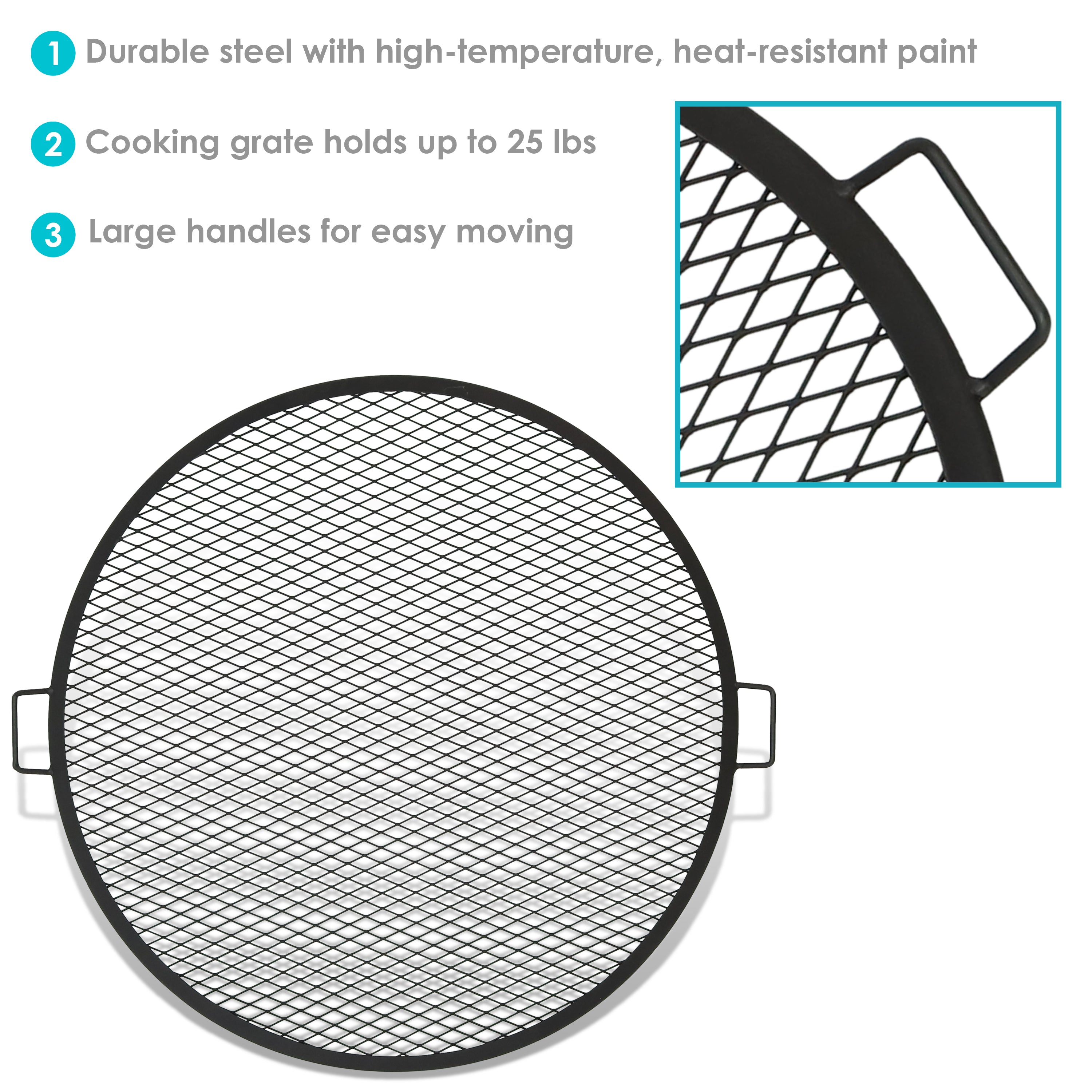 Sunnydaze X Marks Round Cooking Grate - Heavy Duty Campfire Grill for Outdoor BBQ, Picnics & Backyard Grilling - Perfect for Camping, Tailgating & Patio Parties
