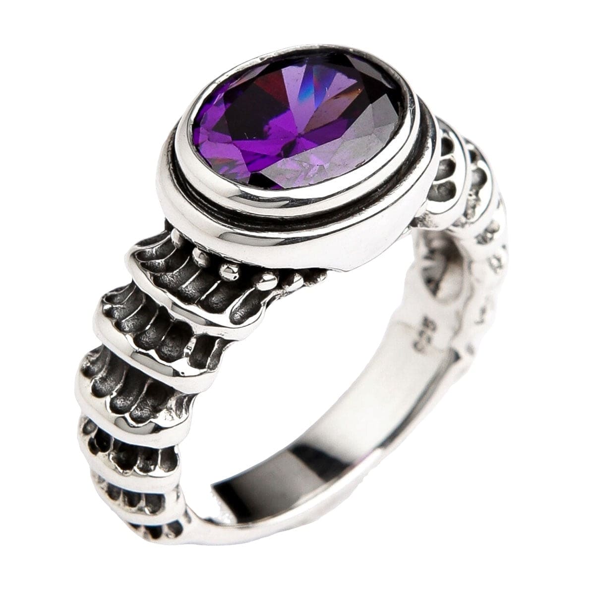Amethyst Sterling Silver Men's Ring for Men - Handmade Purple Gemstone Jewelry Gift for Him - Perfect for Weddings, Anniversaries & Special Occasions