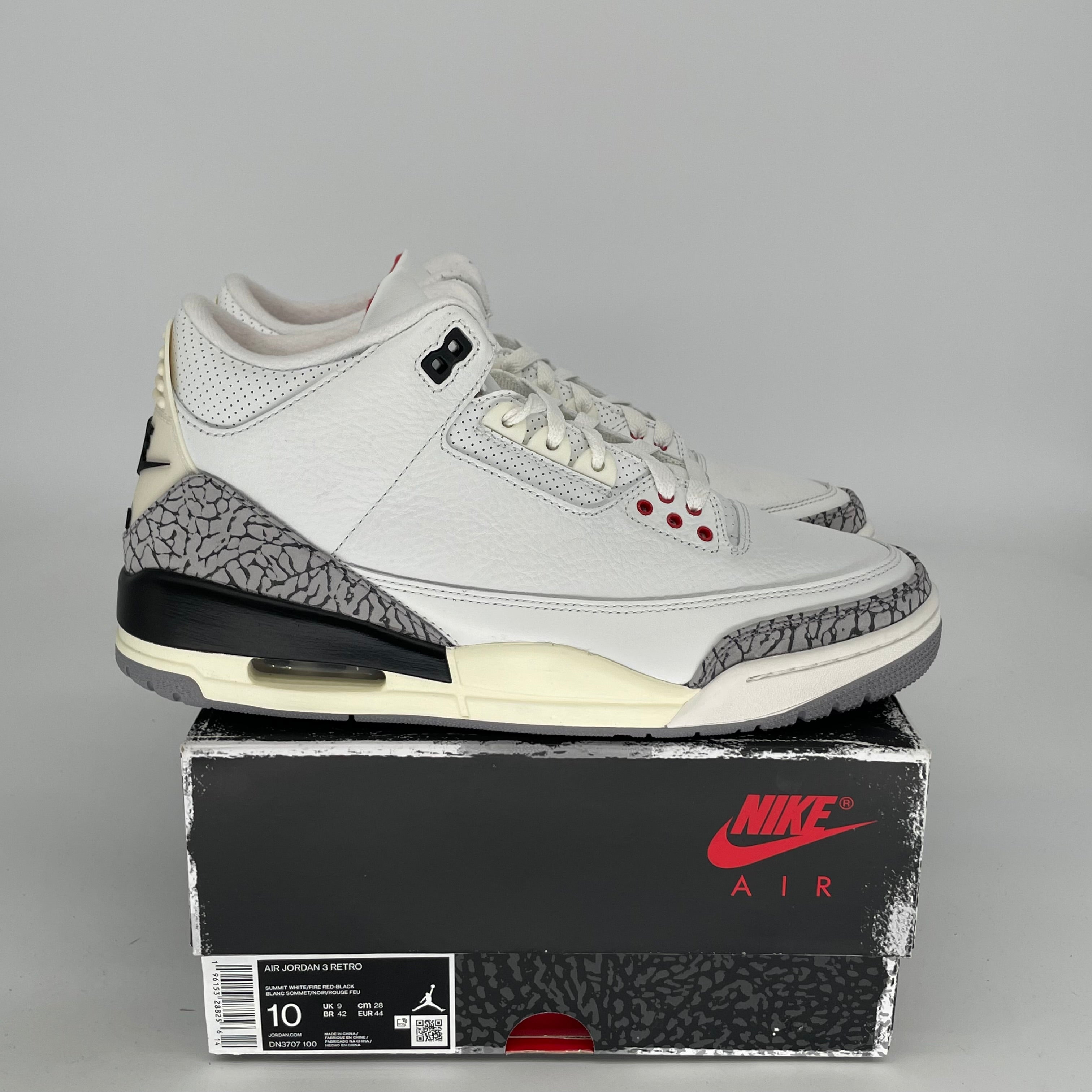 Original Air Jordan 3 White Cement Reimagined Retro Sneakers - Men's Size 10 (DN3707-100) - Authentic Basketball Shoes for Streetwear & Casual Outfits