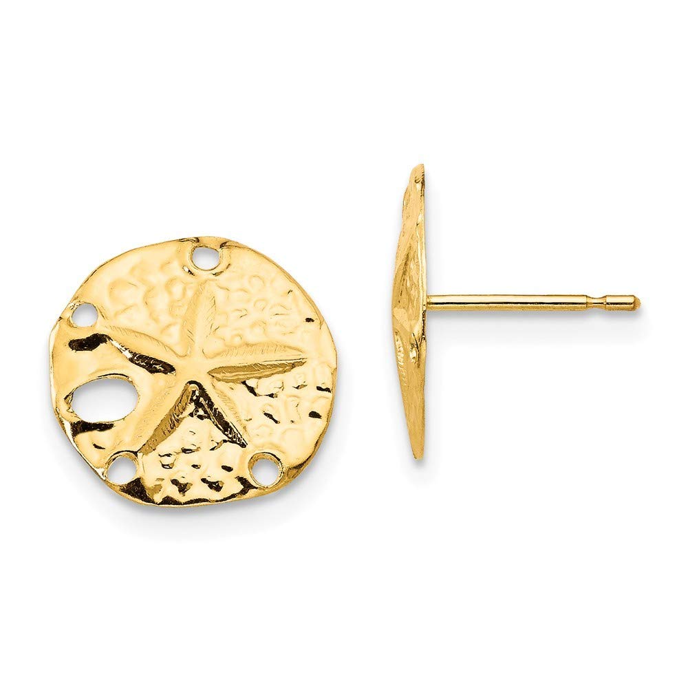 14K Yellow Gold Madi K Sand Dollar Post Earrings – Hypoallergenic Dainty Stud Earrings for Women, Perfect for Beach Vacations & Summer Outfits