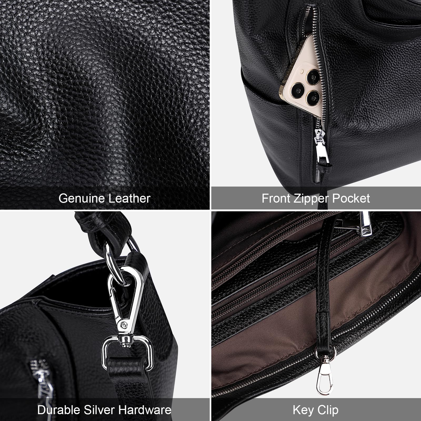 Genuine Leather Hobo Bags for Women - Soft Casual Shoulder Purse & Handbag - Perfect for Work, Travel & Everyday Use