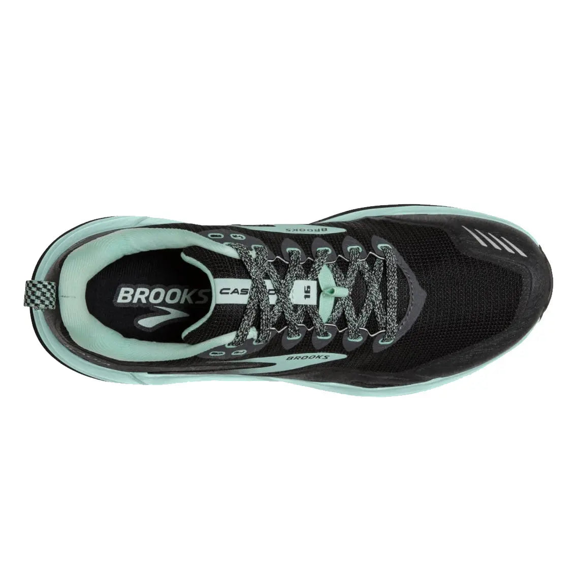 Women's Brooks Cascadia 16 Trail Running Shoes (Wide Width) - Black/Ebony/Yucca Color - Lightweight Hiking & Outdoor Adventure Footwear for Women