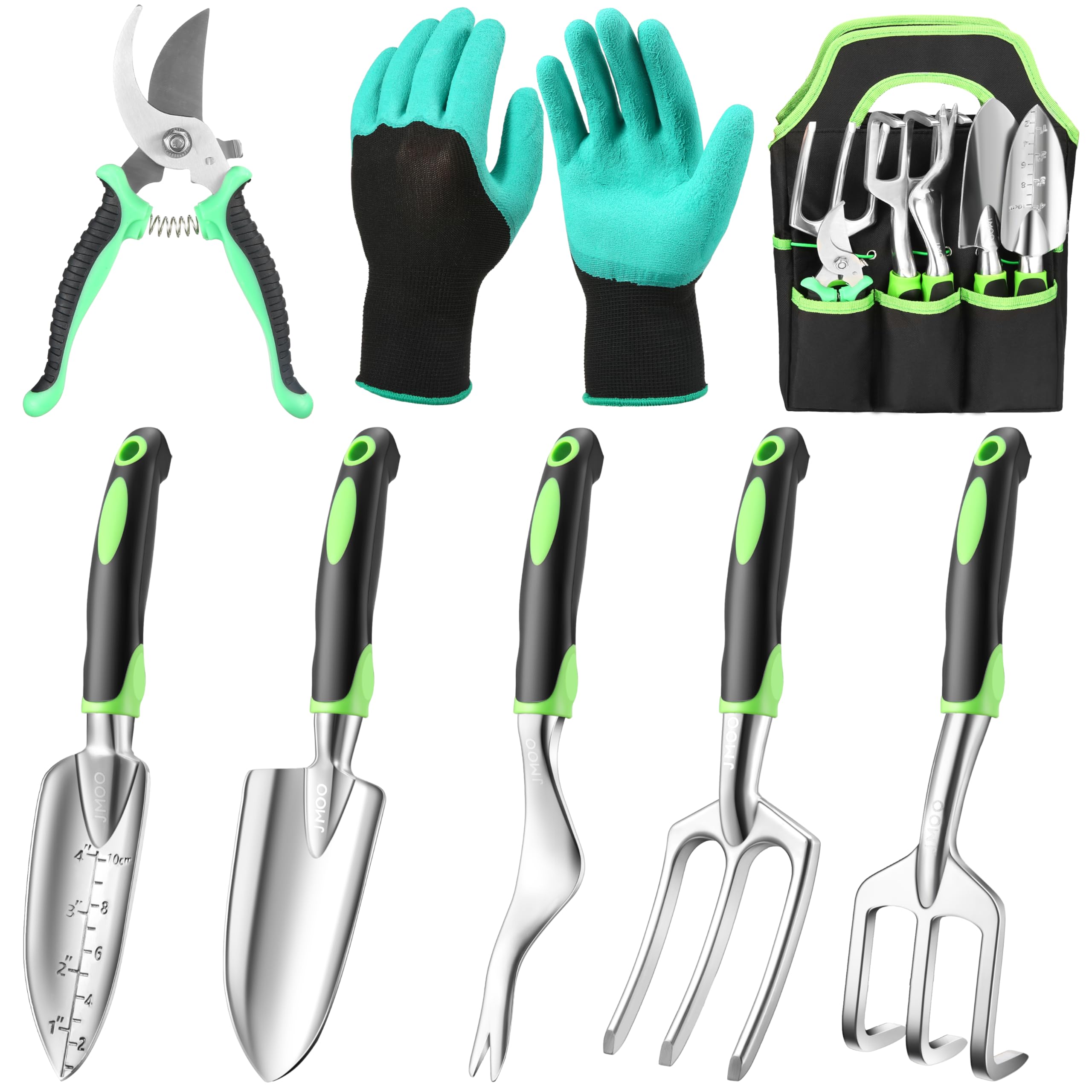 8-Piece Garden Tool Set with Non-Slip Ergonomic Handles - Lightweight Rust-Proof Aluminum Alloy Gardening Tools for Women & Men - Perfect for Planting, Weeding, and Landscaping in Backyards & Flower Beds