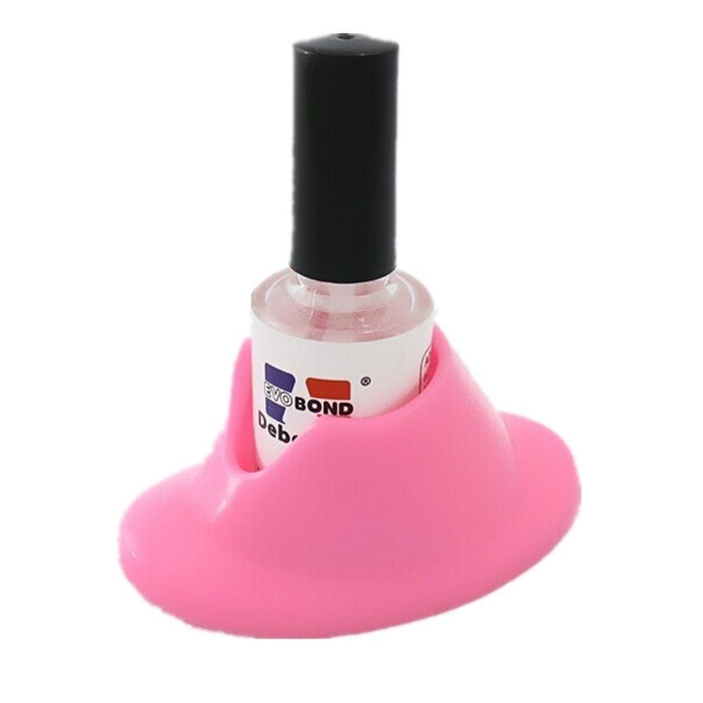 4 Pcs Anti-Spill Nail Polish Bottle Stand - Soft Rubber Nail Polish Holder for Manicure & Nail Art Organization (White & Pink) - Perfect for Salon Display, Home Nail Care & Travel Makeup Storage